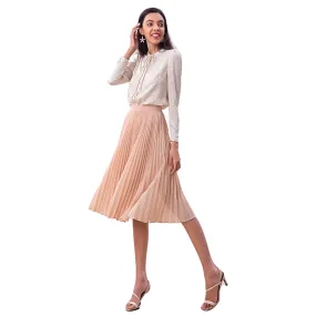 S280S Women solid chiffon elasticated waist full circle sunburst pleated short skirt