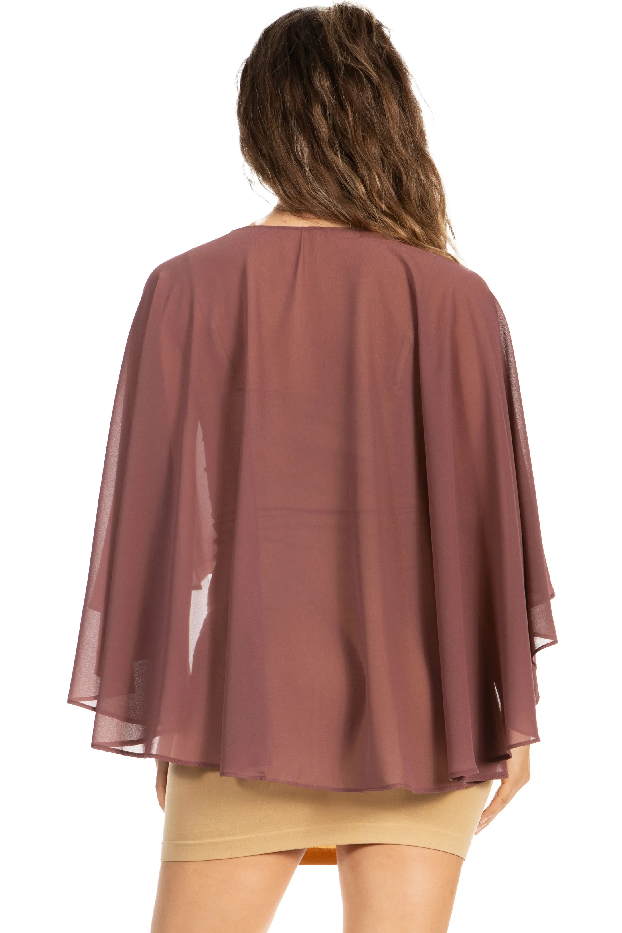 Sakkas Anya Women's Soft Chiffon Wedding Bridesmaid Bridal Cape Wrap Bolero Shrug