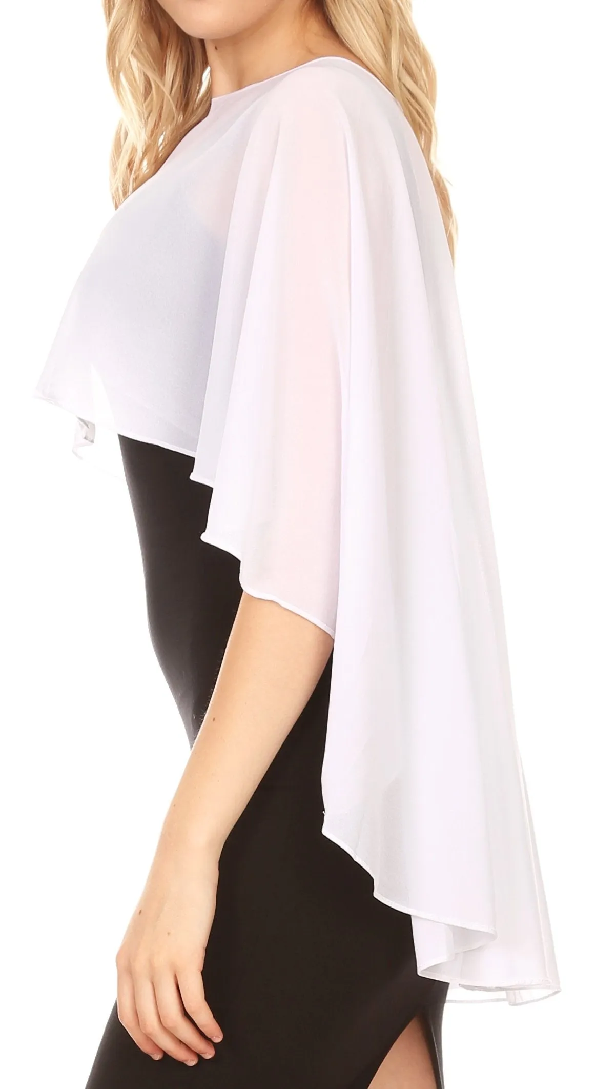 Sakkas Anya Women's Soft Chiffon Wedding Bridesmaid Bridal Cape Wrap Bolero Shrug