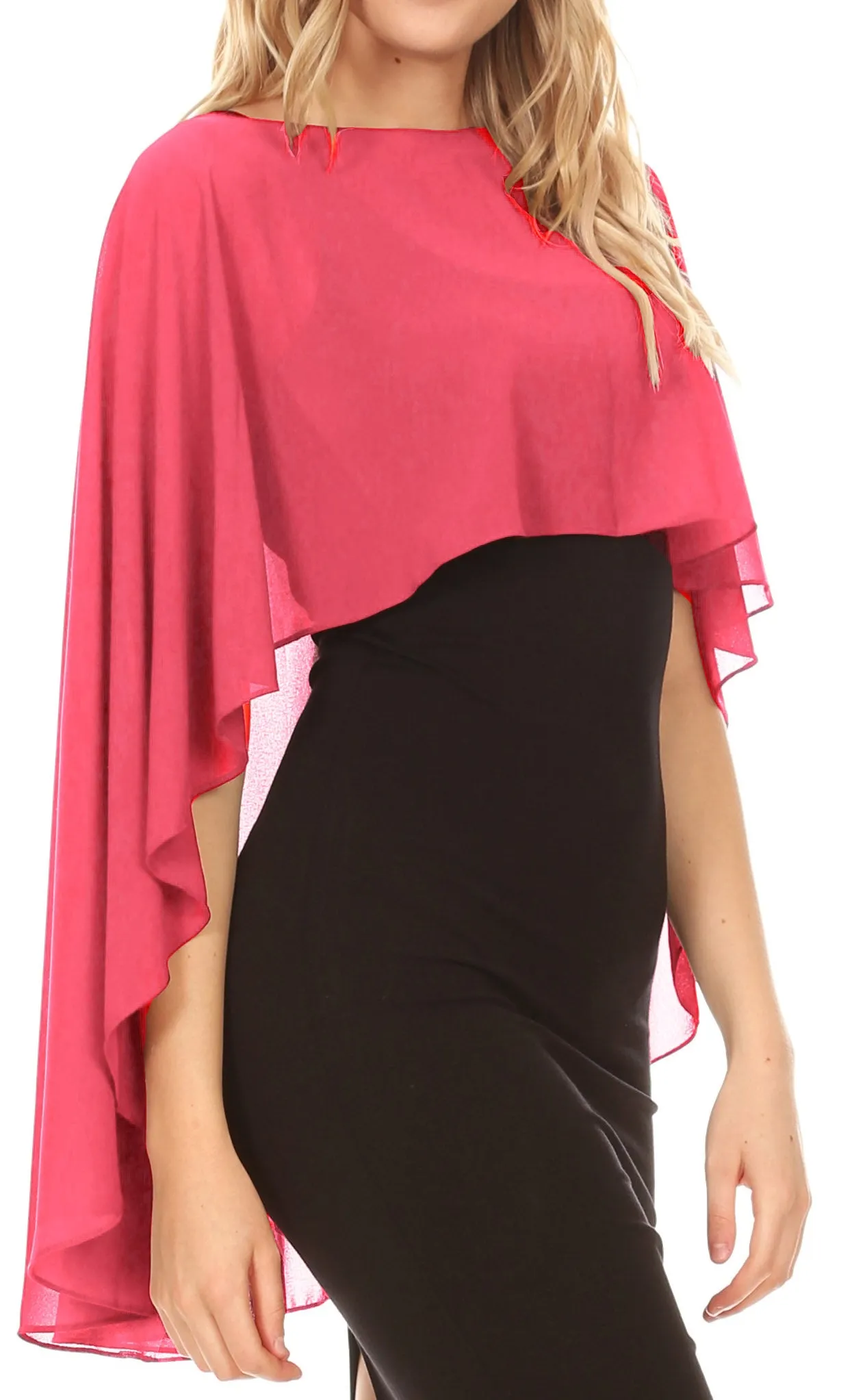 Sakkas Anya Women's Soft Chiffon Wedding Bridesmaid Bridal Cape Wrap Bolero Shrug