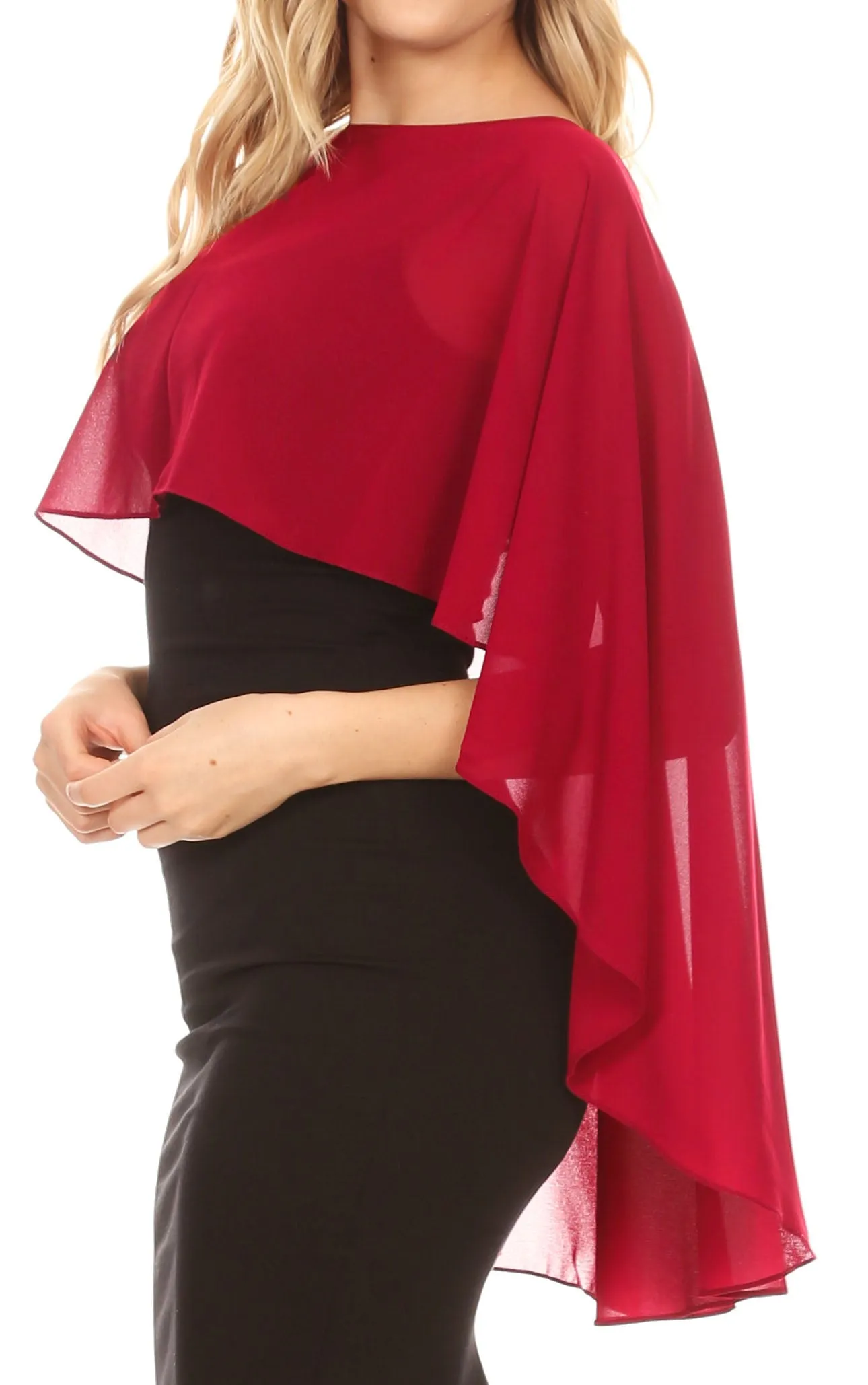 Sakkas Anya Women's Soft Chiffon Wedding Bridesmaid Bridal Cape Wrap Bolero Shrug