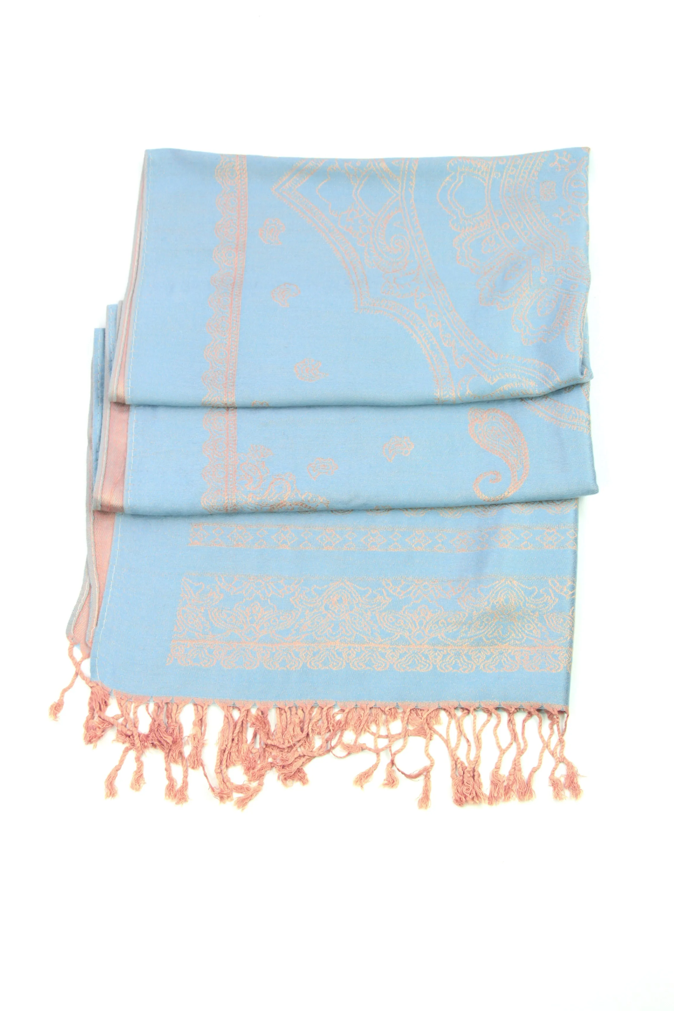 Sakkas Lightweight Two Tone Paisley Design Pashmina Fringe Scarf / Stole / Wrap