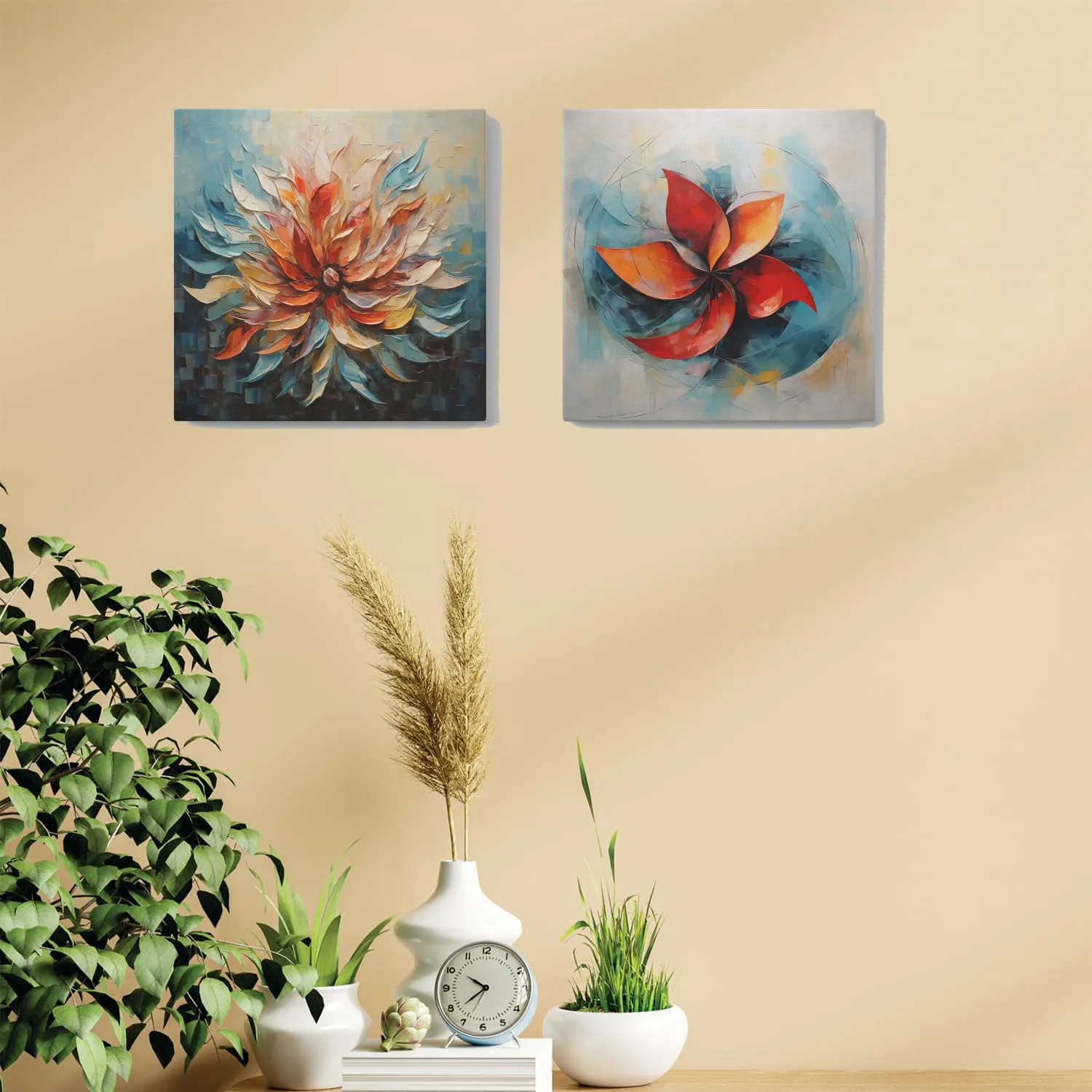 SCPmarts Wall Paintings for Home Decoration | Flower Canvas Painting | Canvas Painting for Wall Decoration | Paintings for Bedroom | Wall Art for Living Room (Flower 2, 12 Inch x 12 Inch)