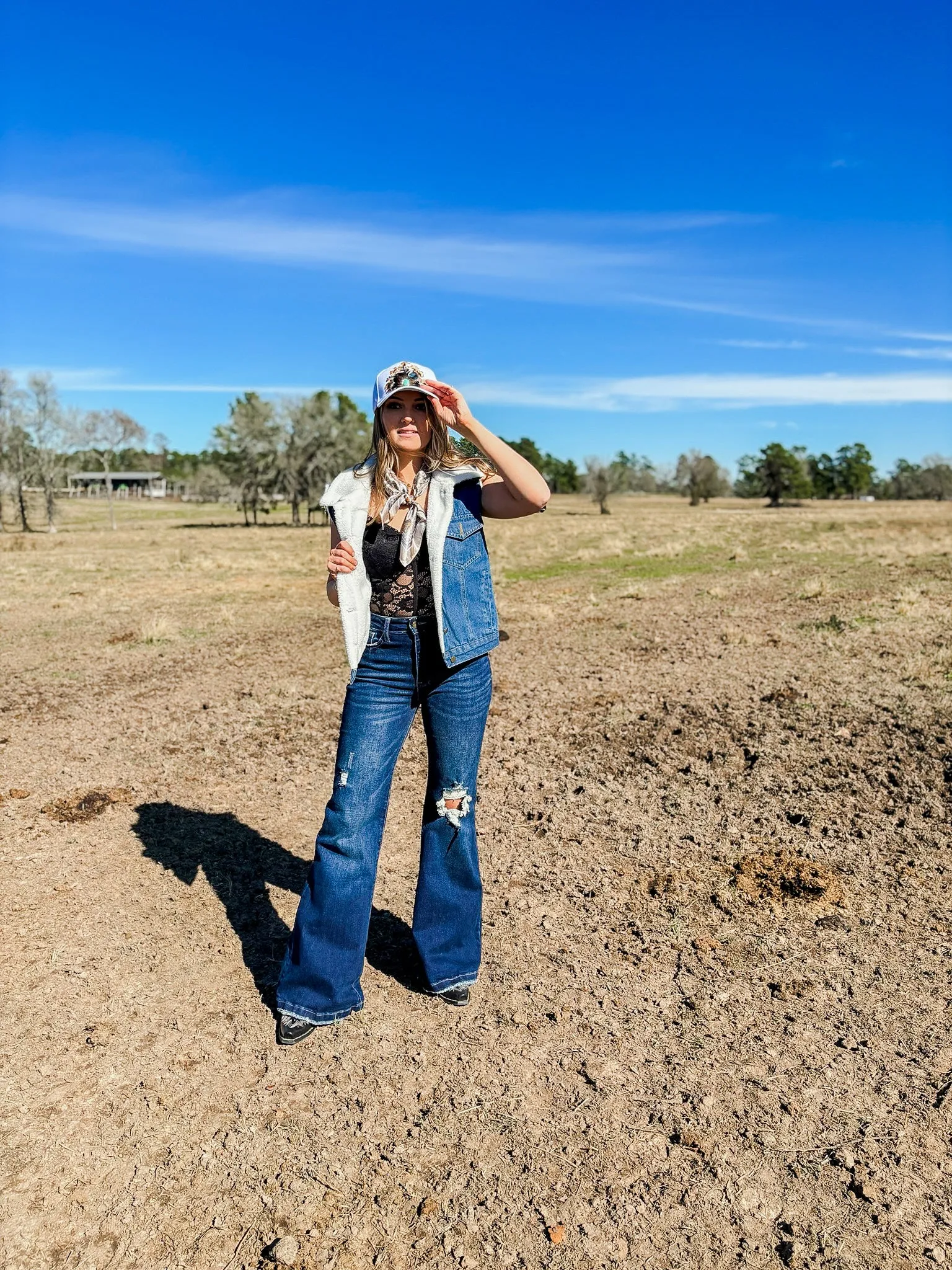 Sherpa lined denim vest