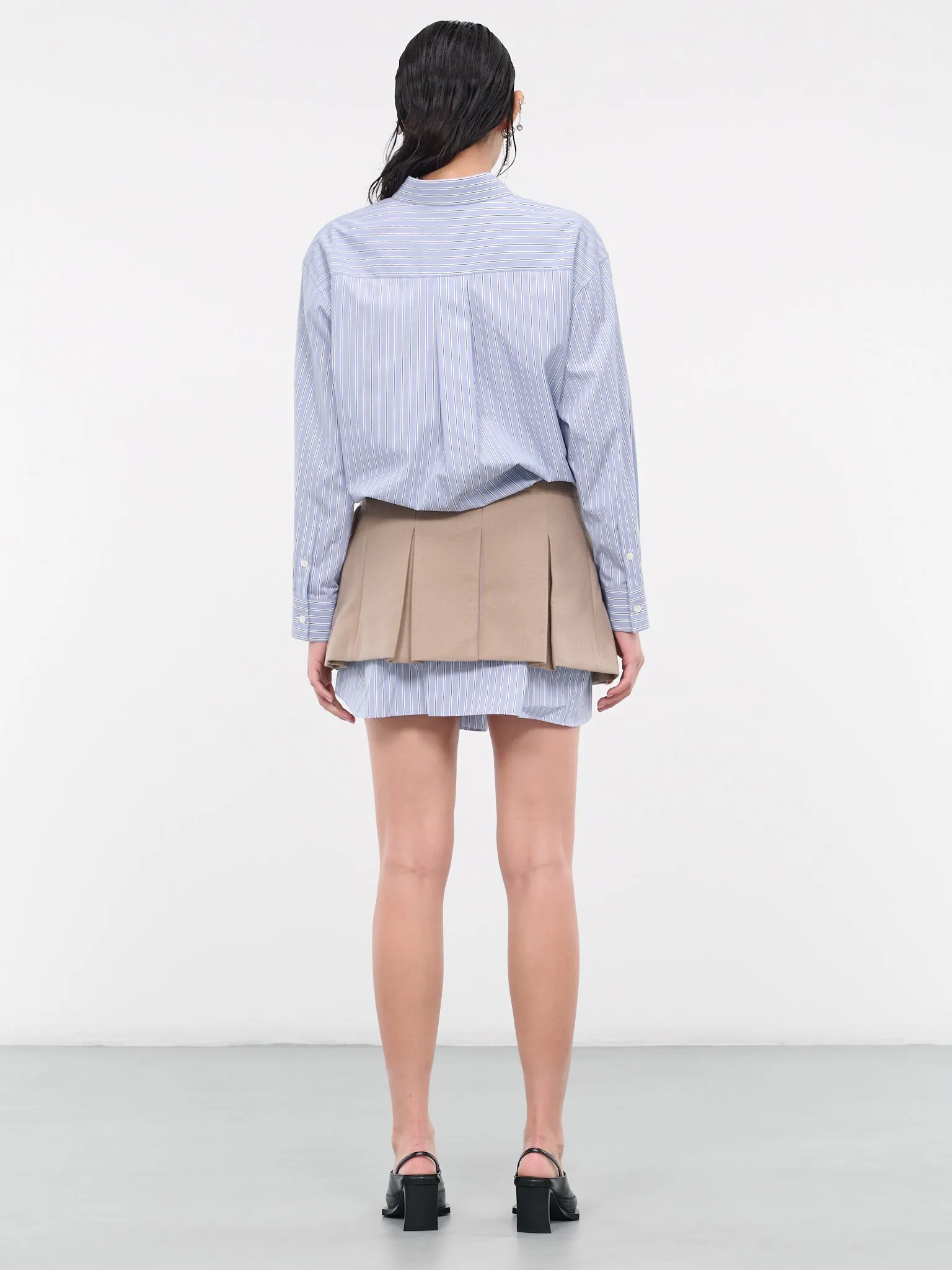 Shirt & Skirt Mini Dress (23-06773-LIGHT-BLUE-STRIPE-BEI)