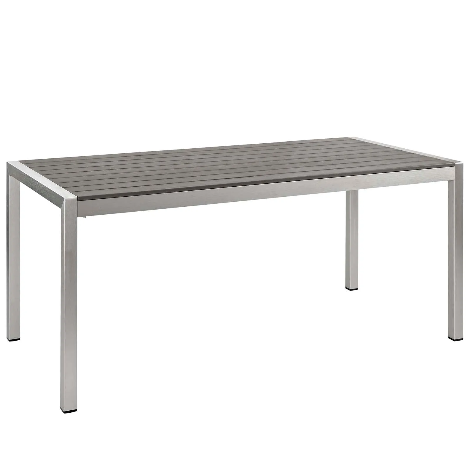 Shore 3 Piece Outdoor Patio Aluminum Dining Set Silver Gray EEI-2480-SLV-GRY-SET