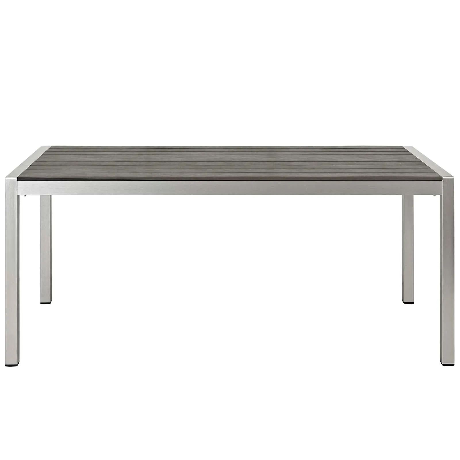 Shore 3 Piece Outdoor Patio Aluminum Dining Set Silver Gray EEI-2480-SLV-GRY-SET