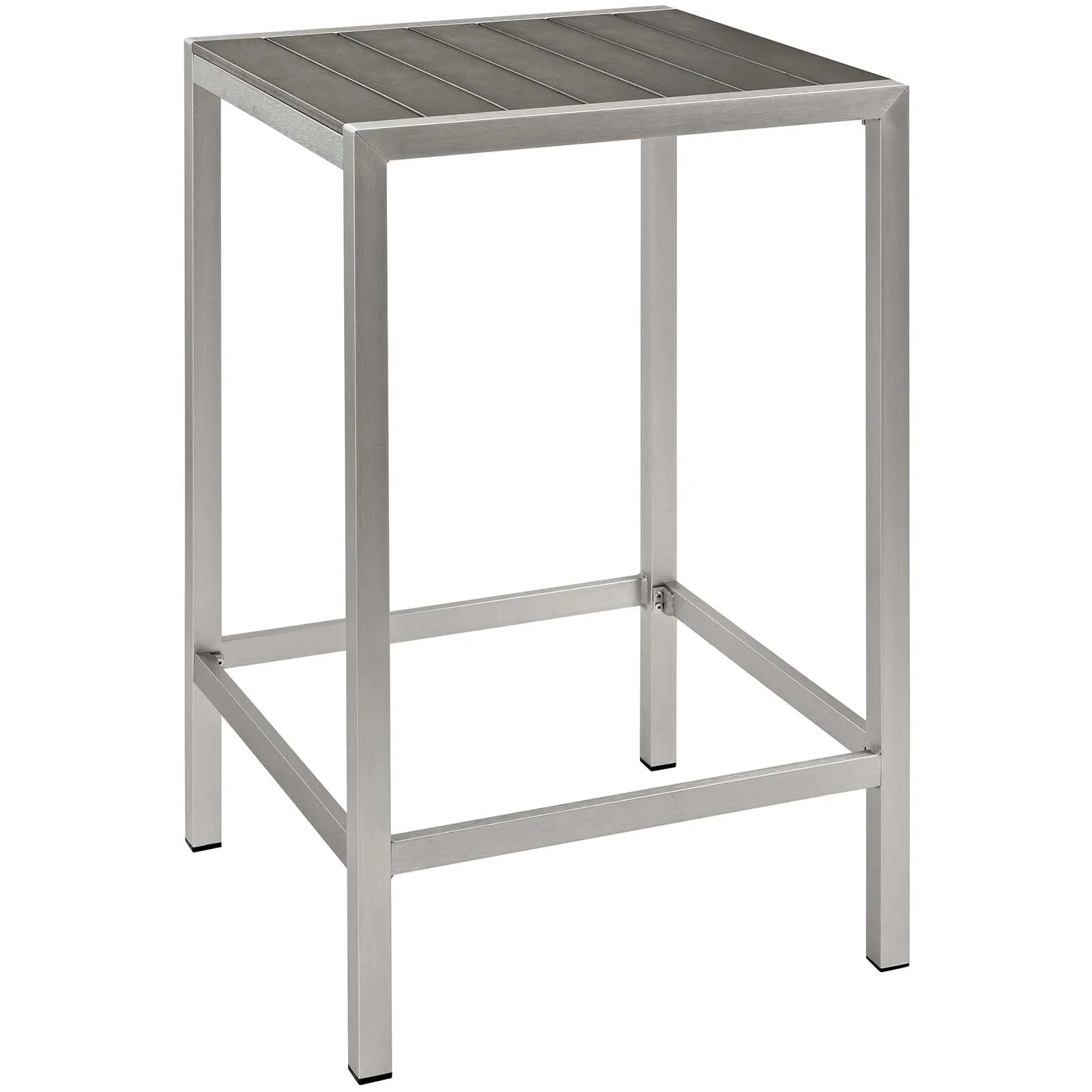 Shore 3 Piece Outdoor Patio Aluminum Pub Set Silver Gray EEI-3157-SLV-GRY-SET