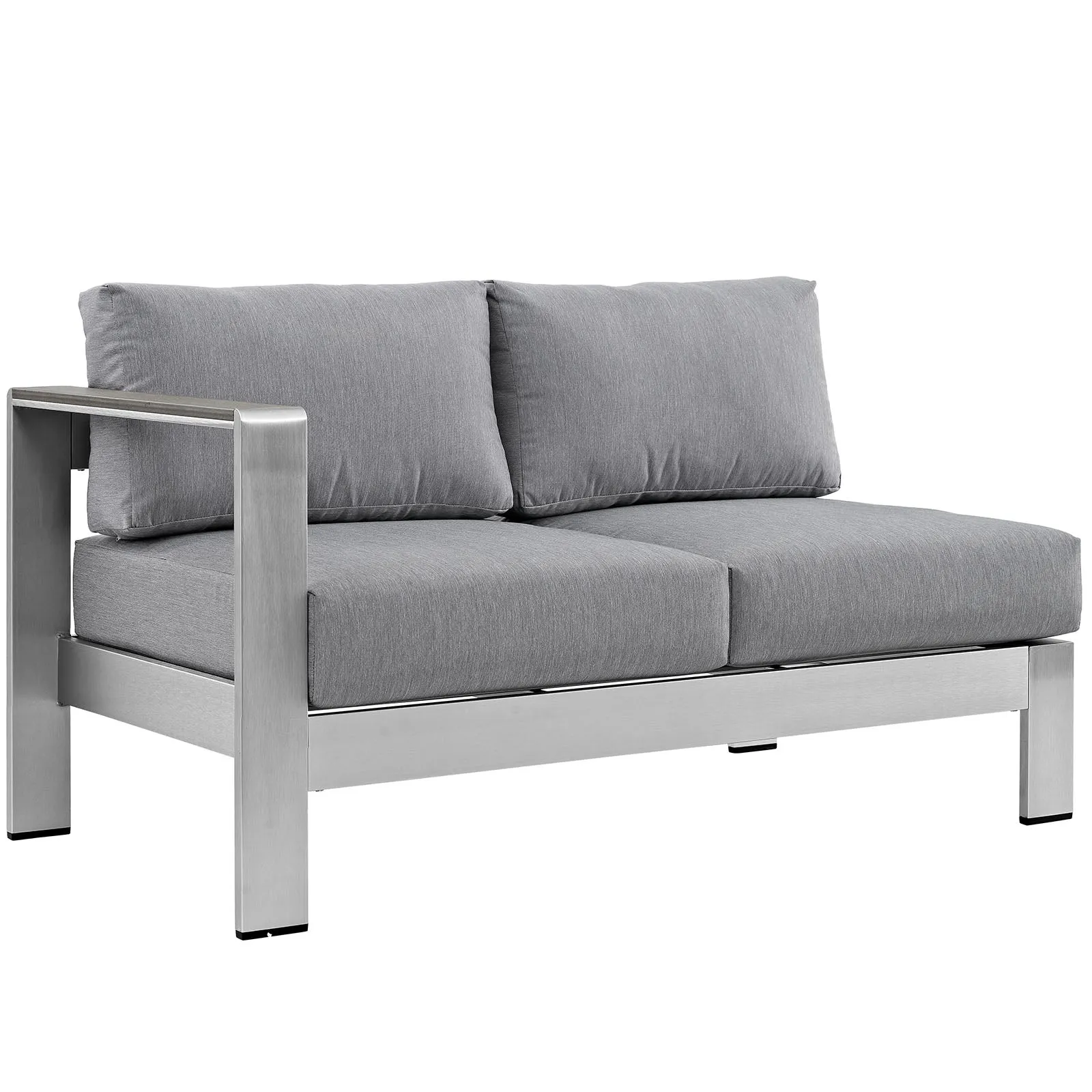 Shore 7 Piece Outdoor Patio Sectional Sofa Set Silver Gray EEI-2566-SLV-GRY