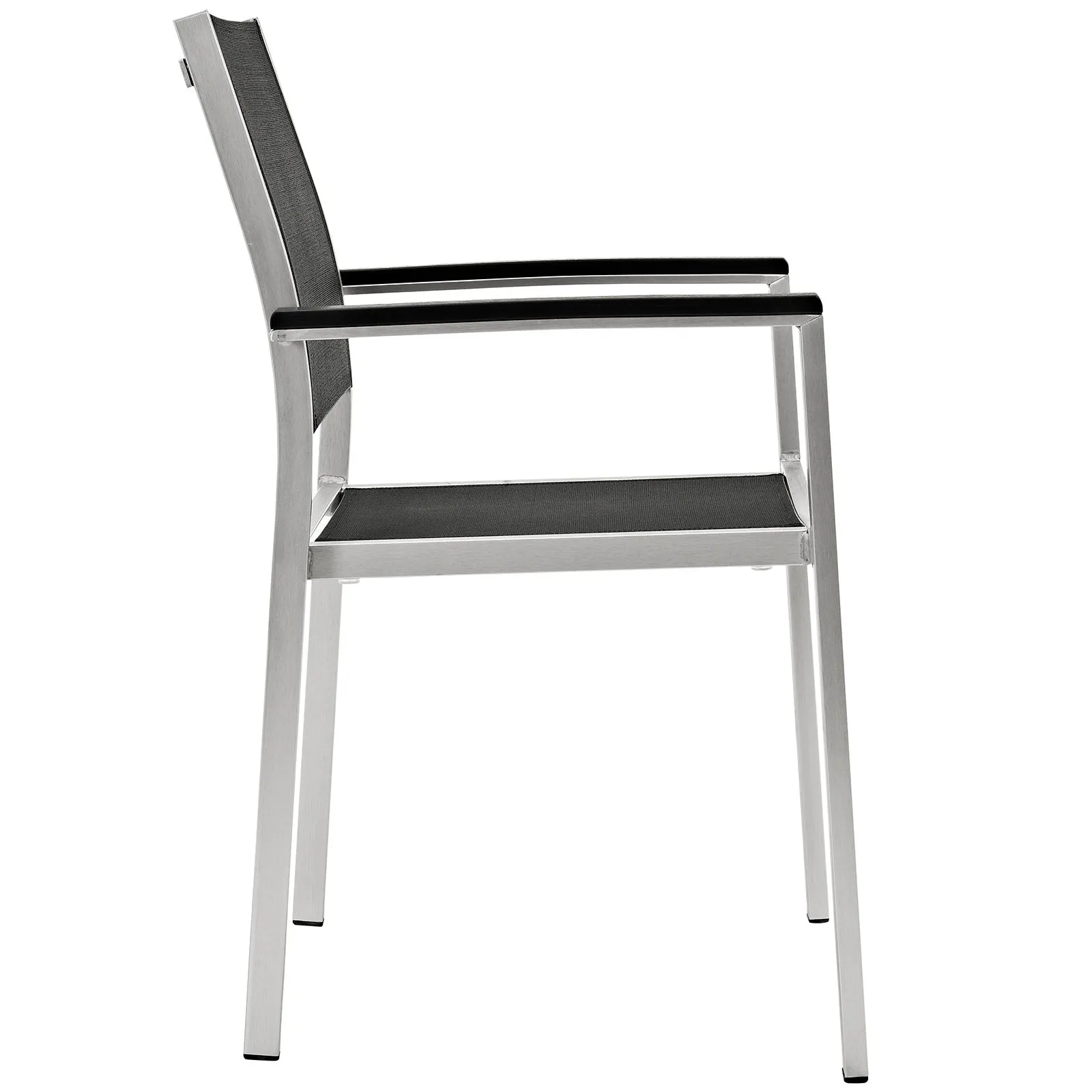 Shore Dining Chair Outdoor Patio Aluminum Set of 2 Silver Black EEI-2586-SLV-BLK-SET