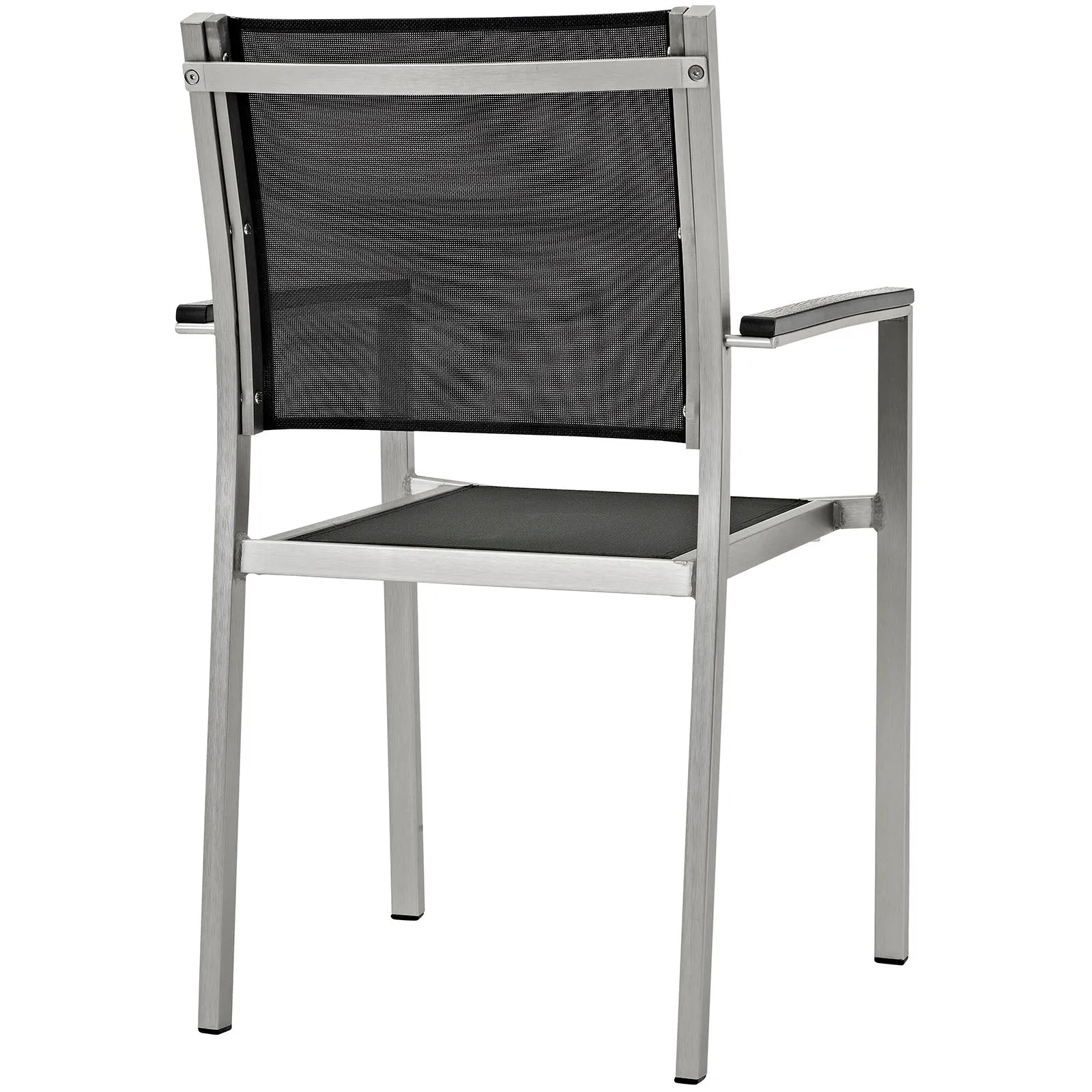 Shore Dining Chair Outdoor Patio Aluminum Set of 2 Silver Black EEI-2586-SLV-BLK-SET