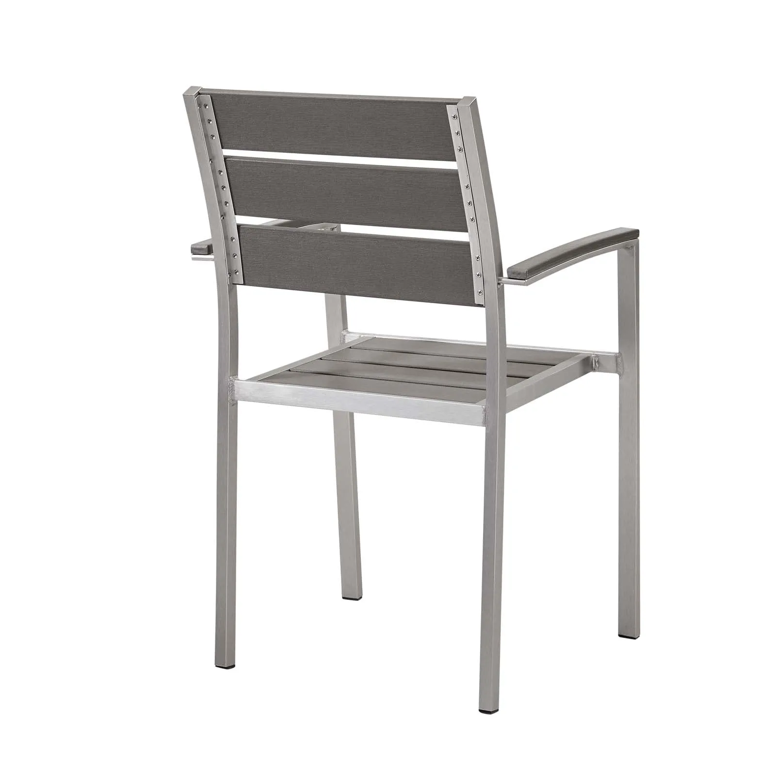 Shore Outdoor Patio Aluminum Dining Armchair Set of 2 Silver Gray EEI-4042-SLV-GRY