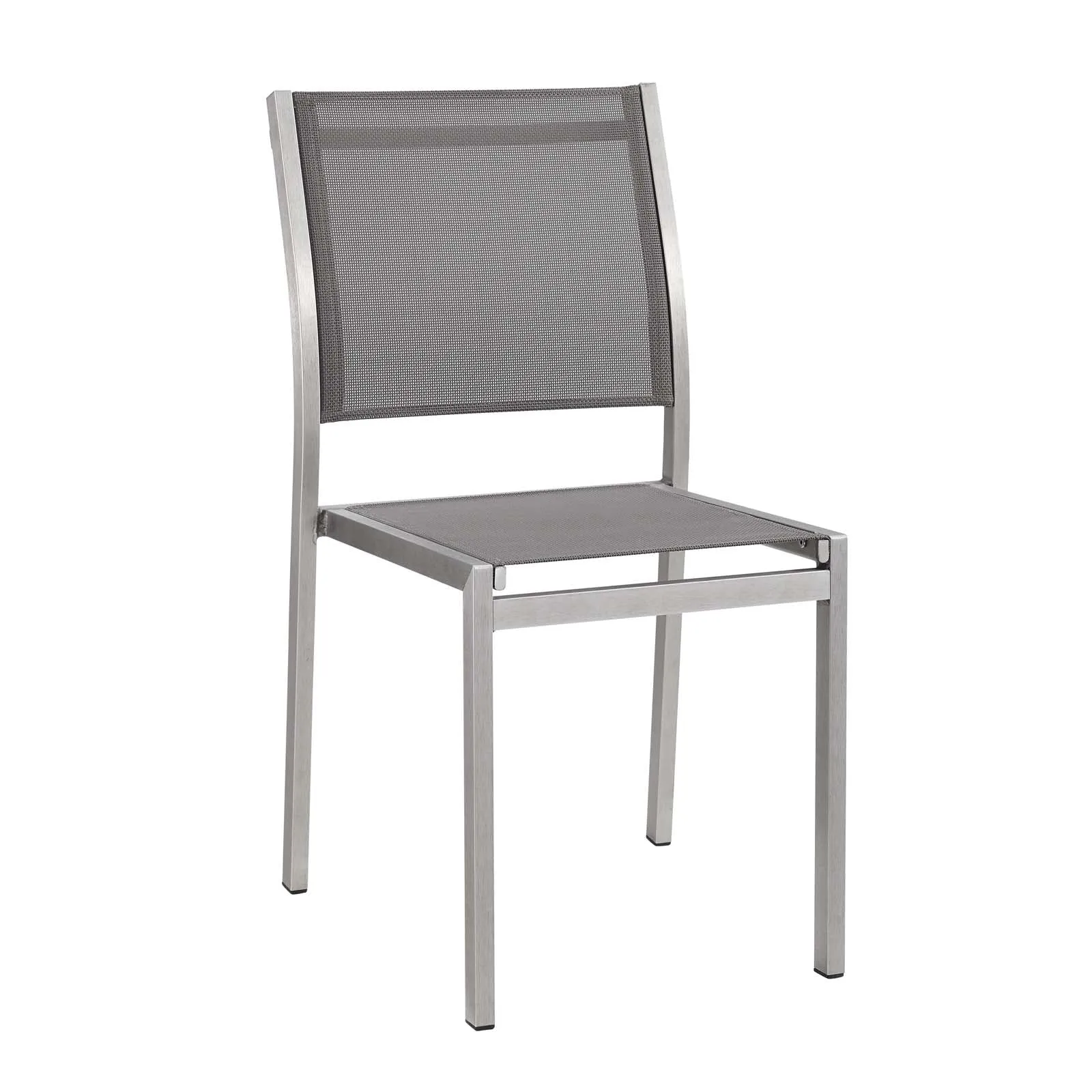 Shore Side Chair Outdoor Patio Aluminum Set of 2 Silver Gray EEI-2585-SLV-GRY-SET