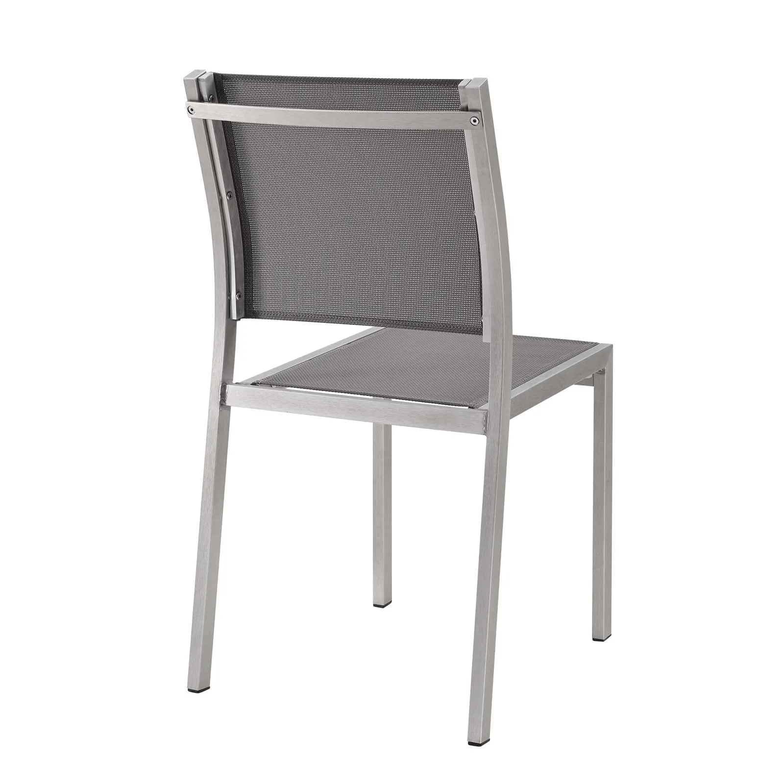 Shore Side Chair Outdoor Patio Aluminum Set of 2 Silver Gray EEI-2585-SLV-GRY-SET