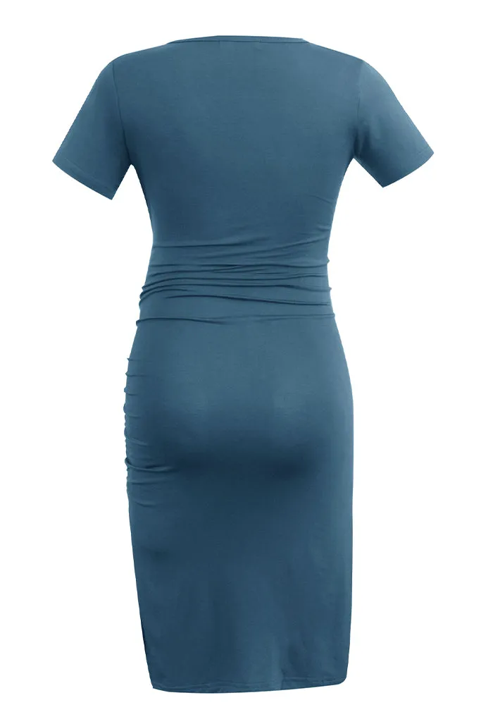 Smallshow V-Neck Fitted Maternity Wrap Dress