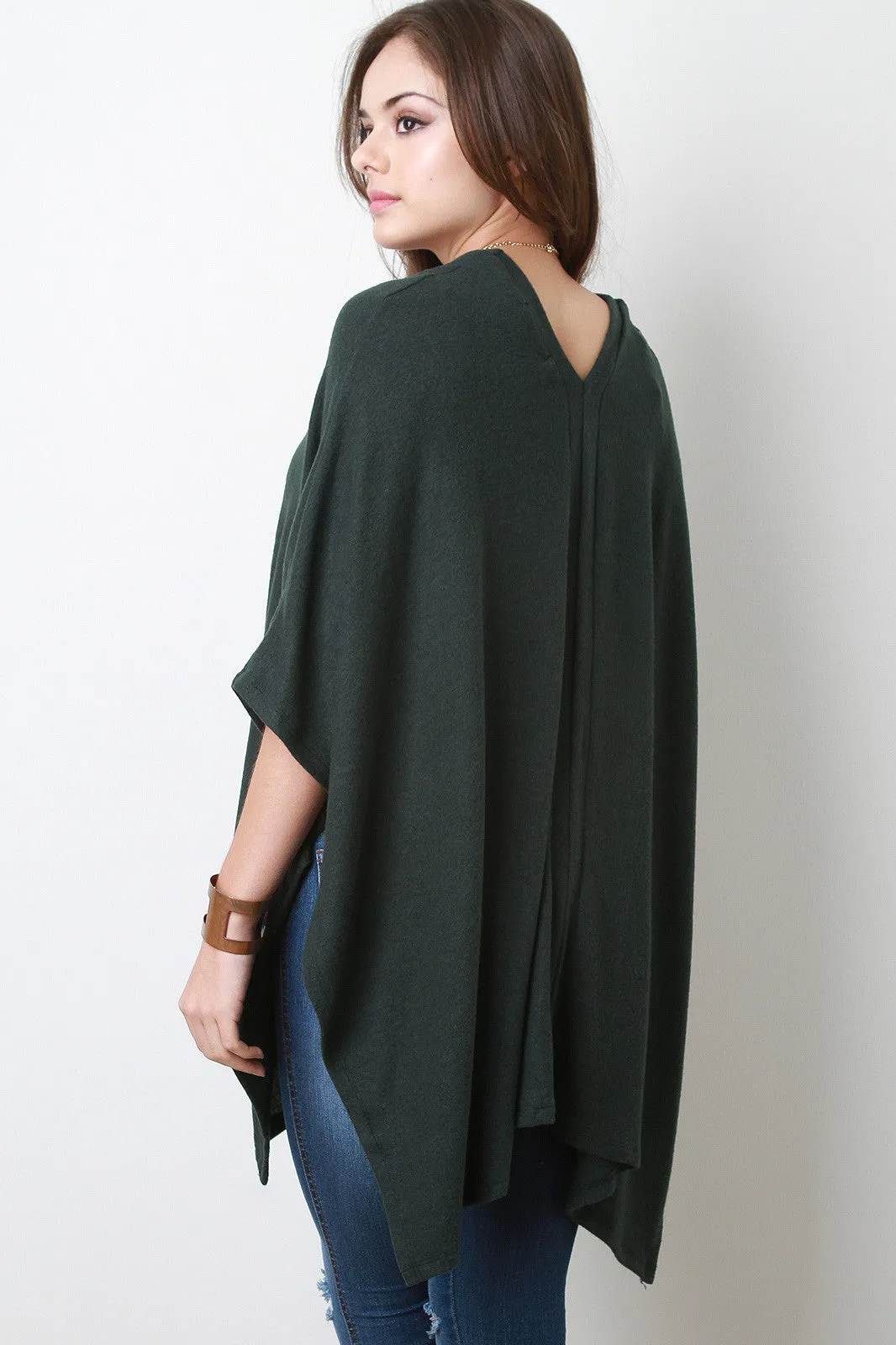 Soft Knit V-Neck Poncho Top