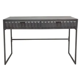 Spectrum 2-Drawer Solid Mango Wood Desk in Smoke Grey Finish w/ Gun Metal Finished Legs by Diamond Sofa