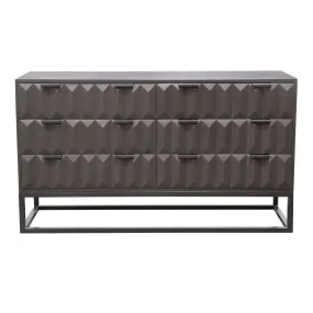 Spectrum 6-Drawer Solid Mango Wood Dresser in Smoke Grey Finish w/ Gun Metal Finished Legs by Diamond Sofa