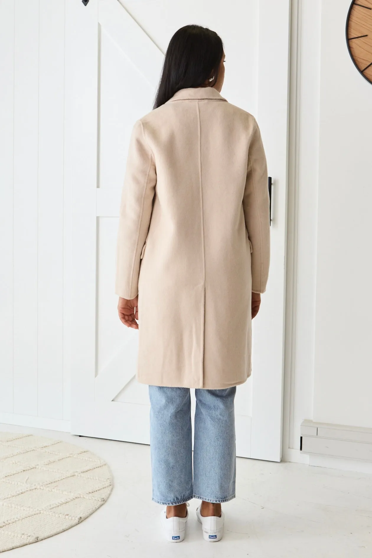 Stockholm Taupe Wool Blend Double Breasted Coat