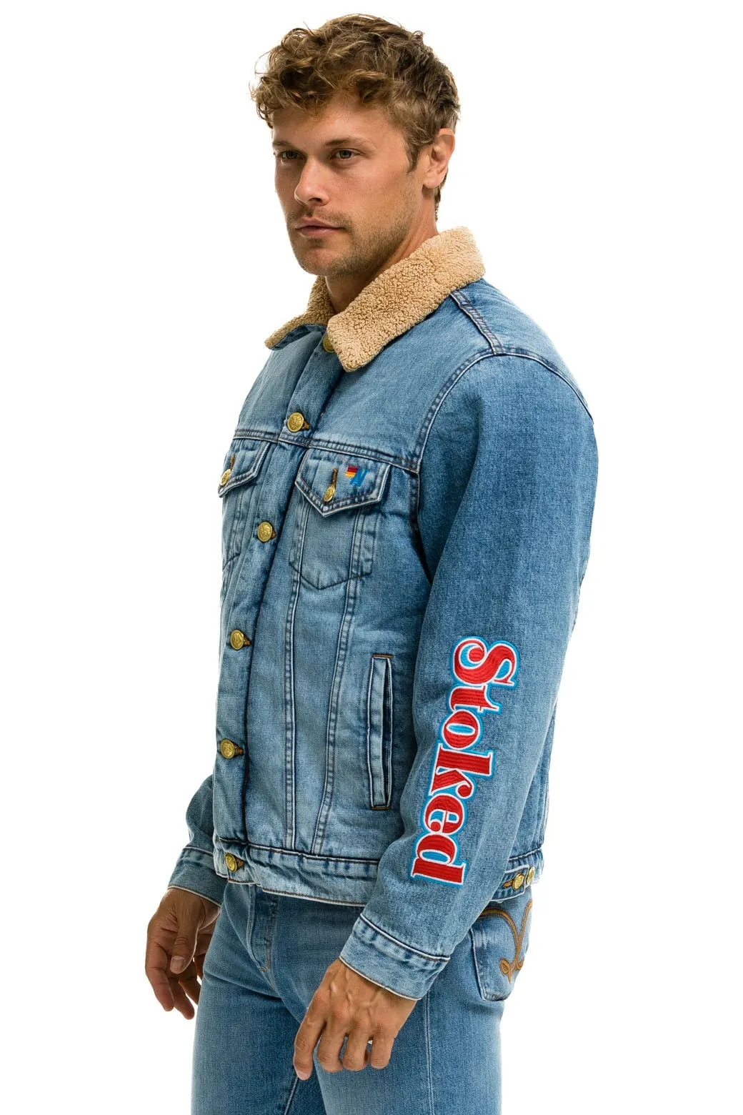 STOKED BOLT SMILEY RANCH SHERPA DENIM JACKET- SUPER LIGHT