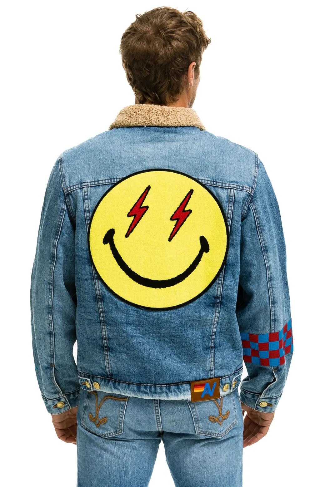 STOKED BOLT SMILEY RANCH SHERPA DENIM JACKET- SUPER LIGHT