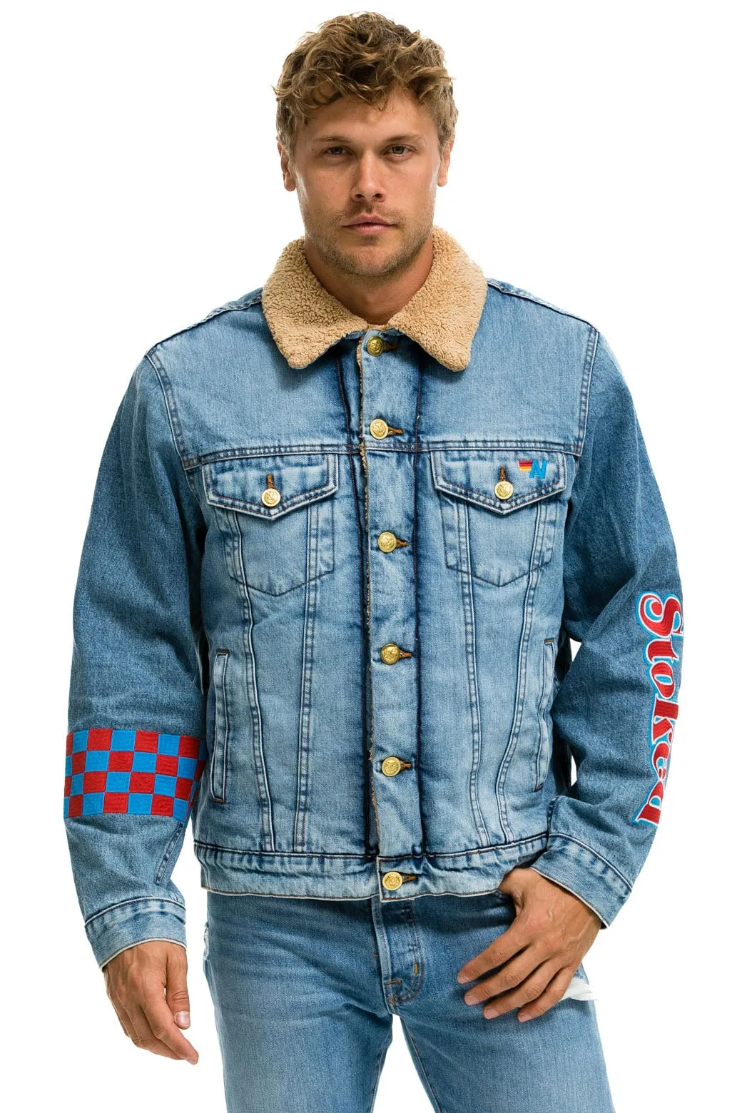 STOKED BOLT SMILEY RANCH SHERPA DENIM JACKET- SUPER LIGHT