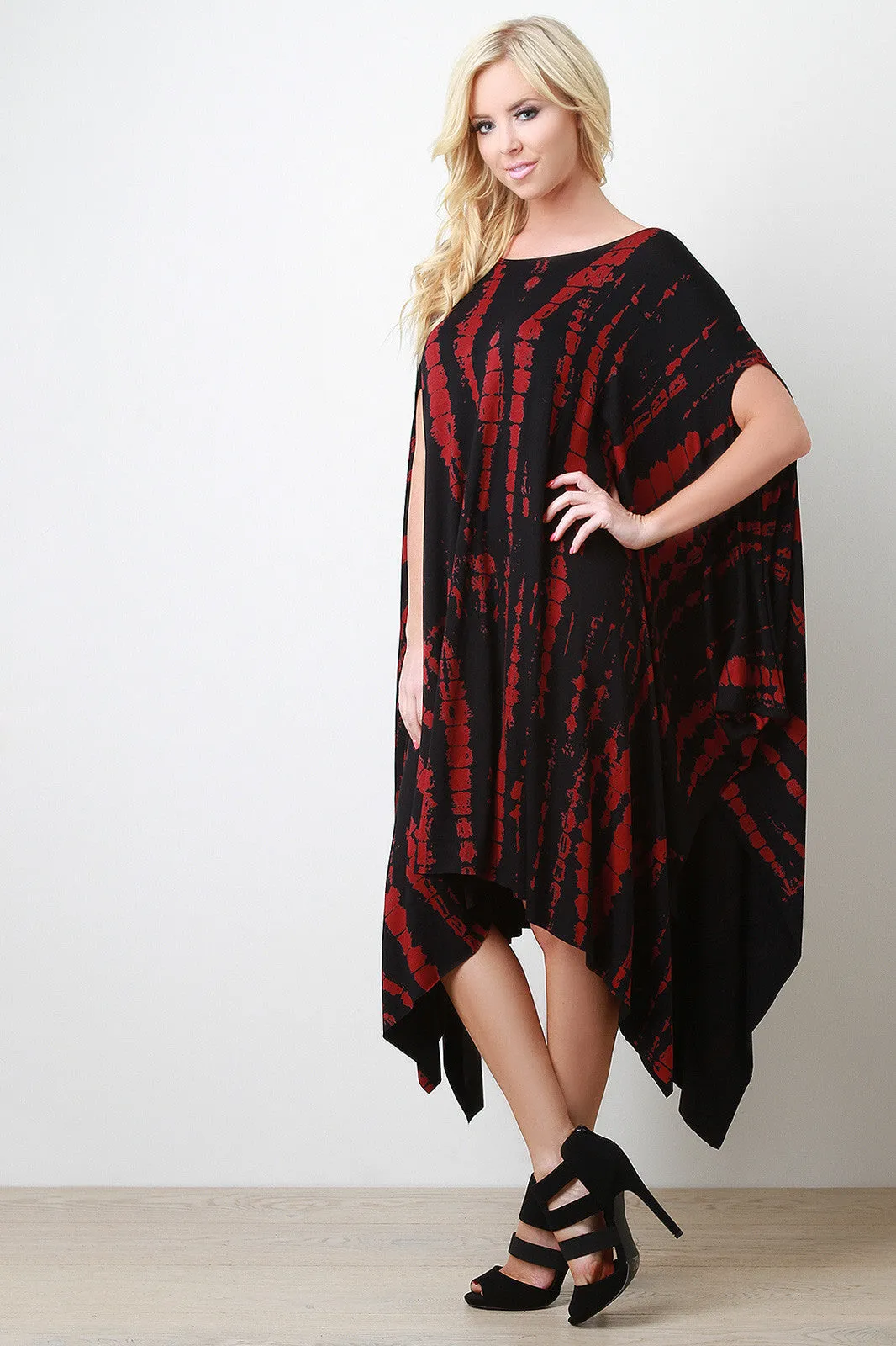 Streak Print Poncho Maxi Dress