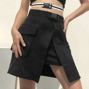 Summer Korean Fashion Skirts With Plastic Buckle Belt