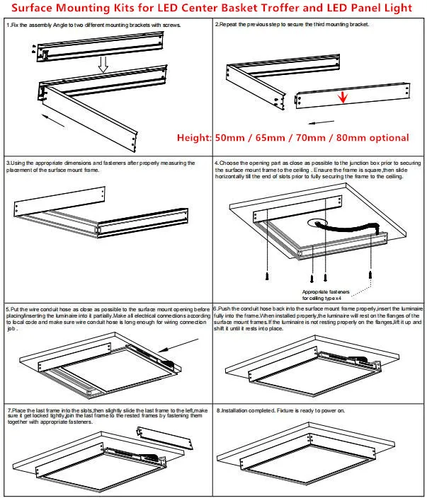 Surface Mount Kit 2'x2' - 2'x4' - 1'X4' Light Panels