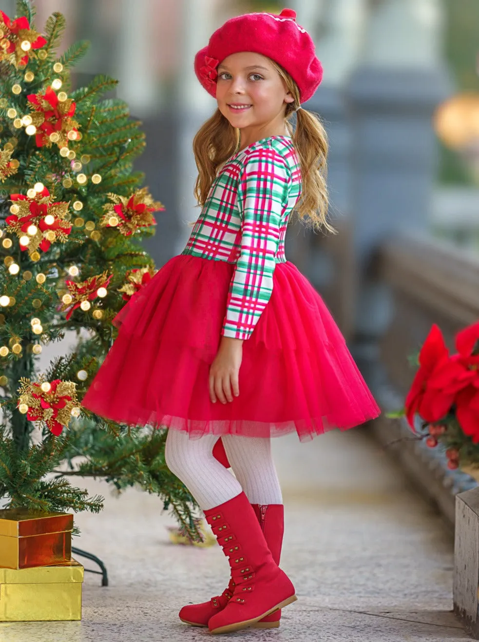 The Best Gift Green Plaid Holiday Tutu Dress