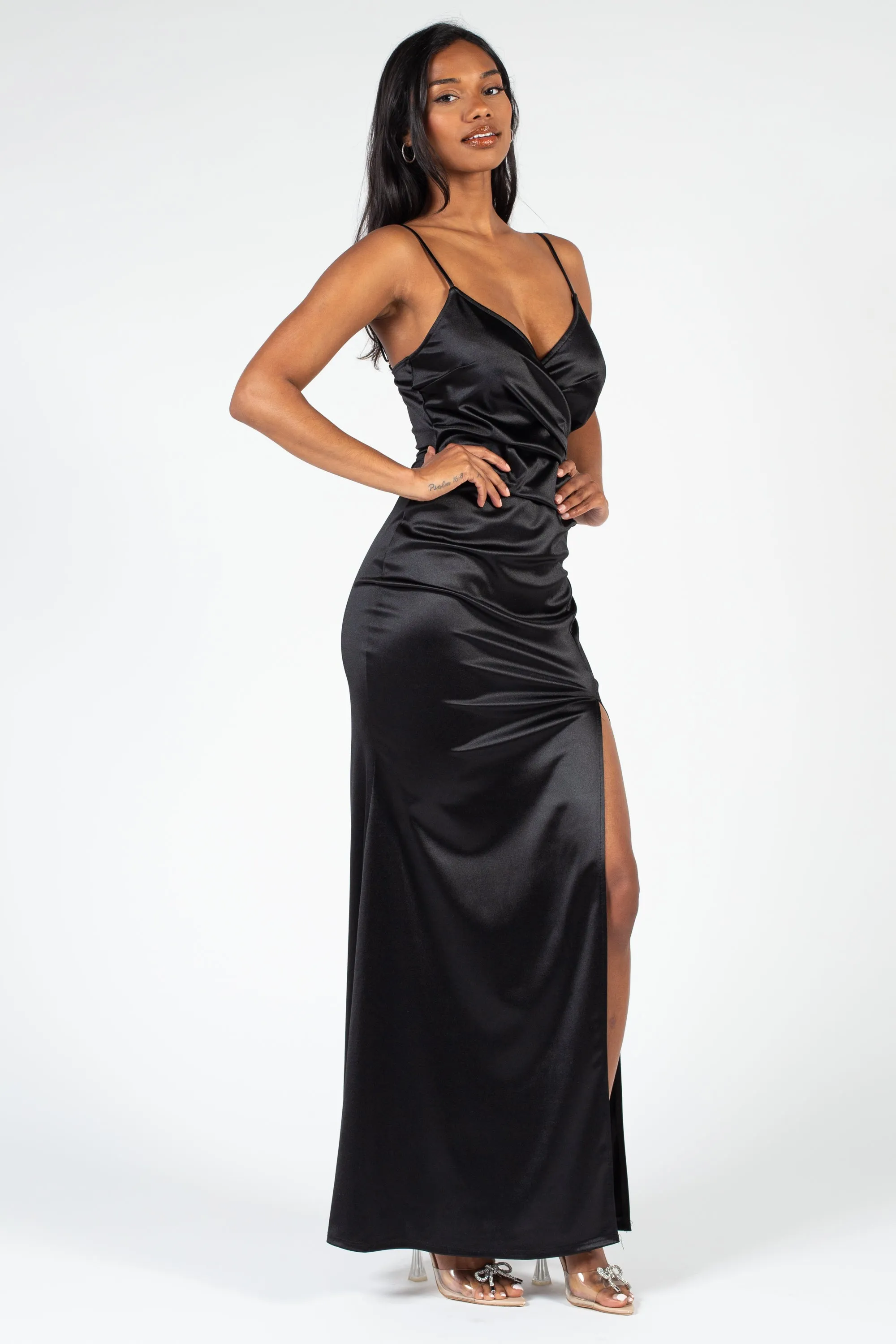 Thea High Slit Satin Maxi Gown