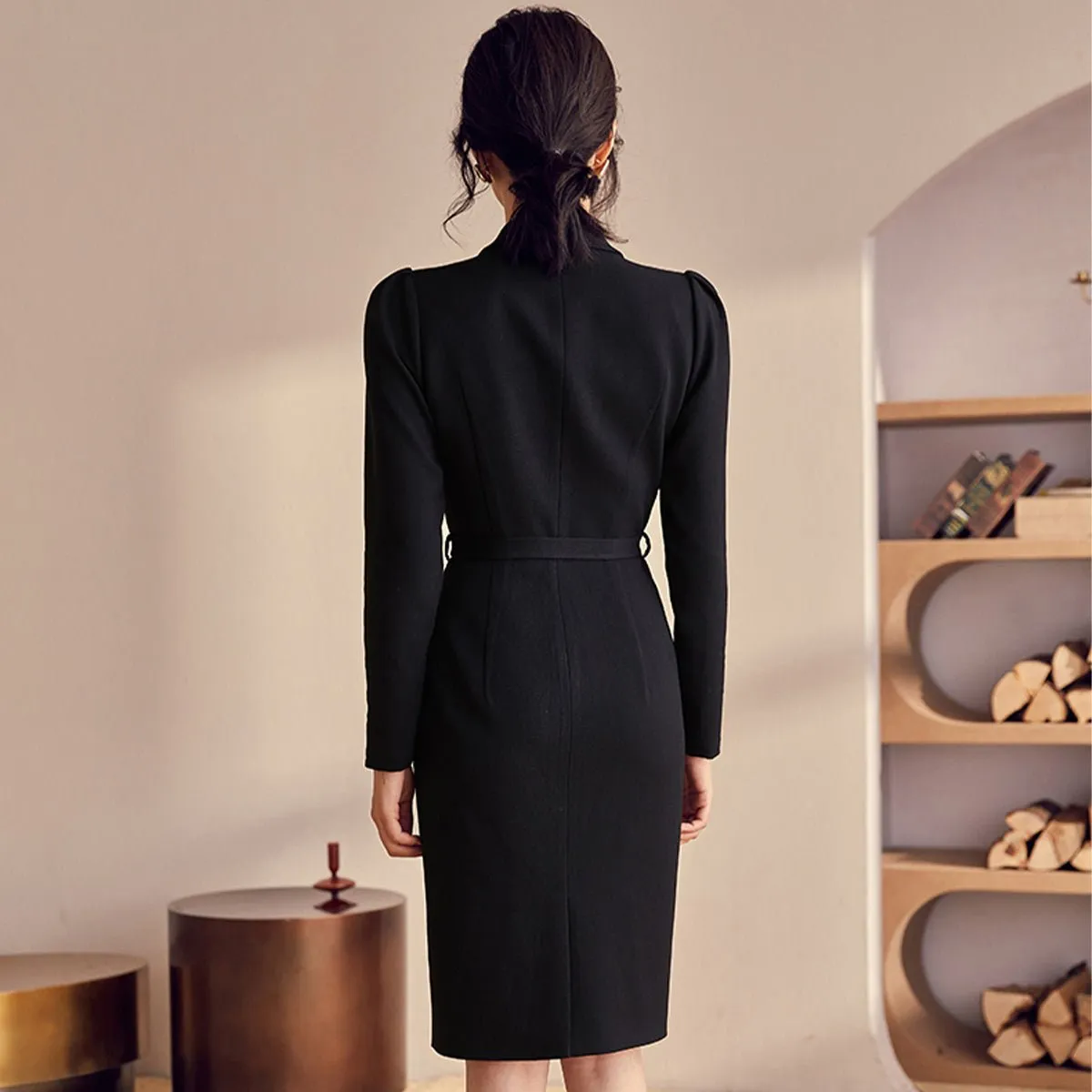 Timeless Black Lapel Dress