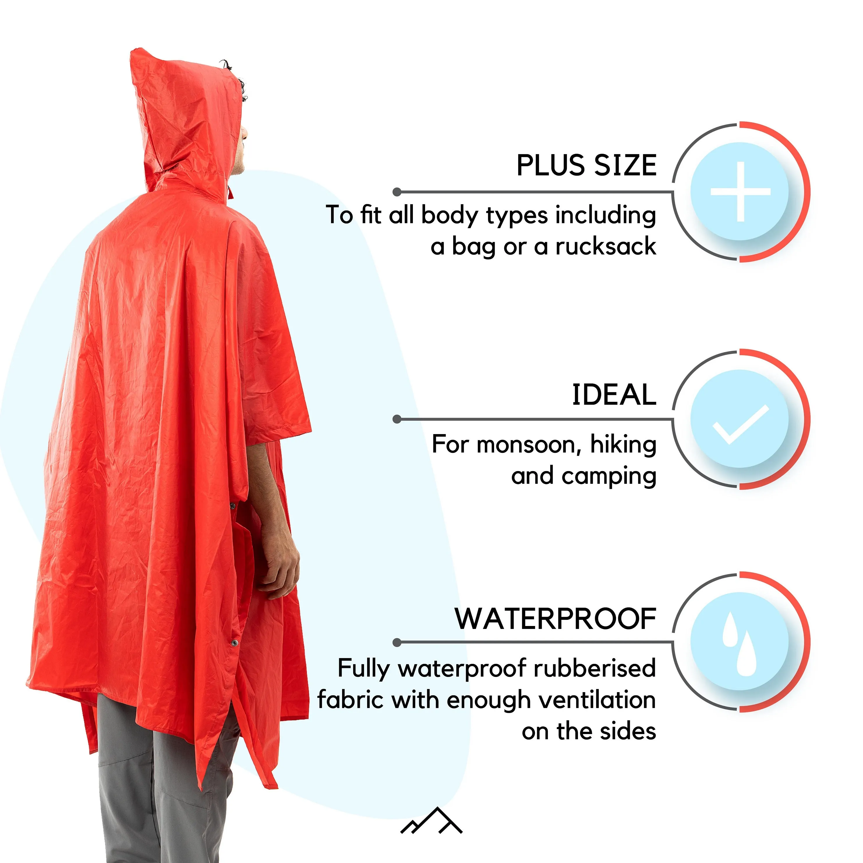 Tripole Poncho and Rain Jacket for Daily Use and Hiking l Blue