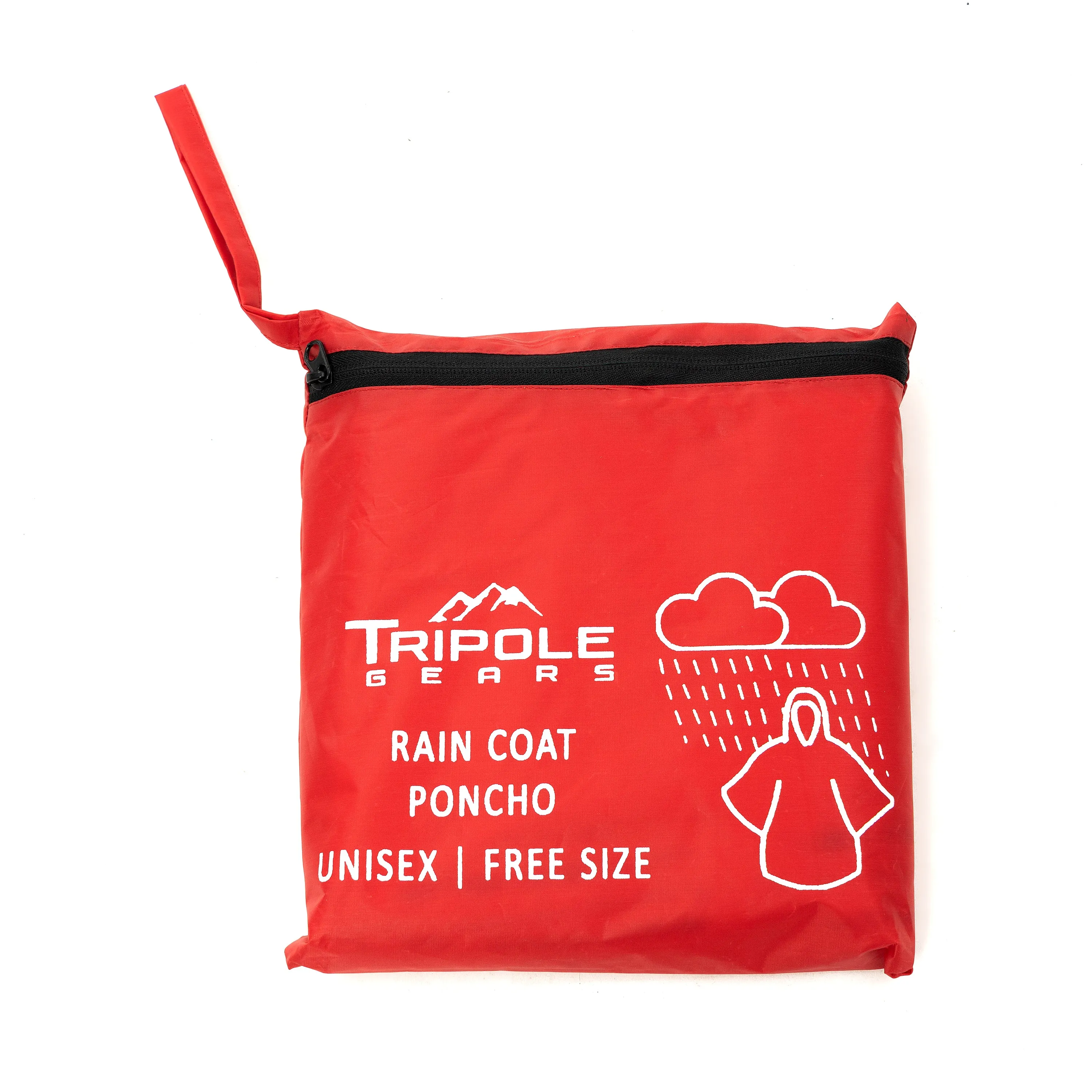 Tripole Poncho and Rain Jacket for Daily Use and Hiking l Red