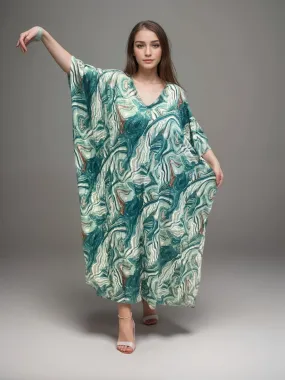 Tropical Resort Cotton Bamboo Kaftan Dress