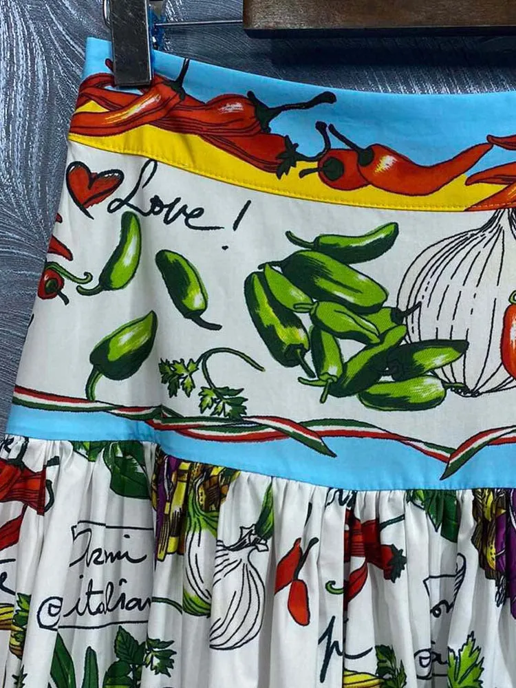 Tuscany- the Veggie Print Full Skirt