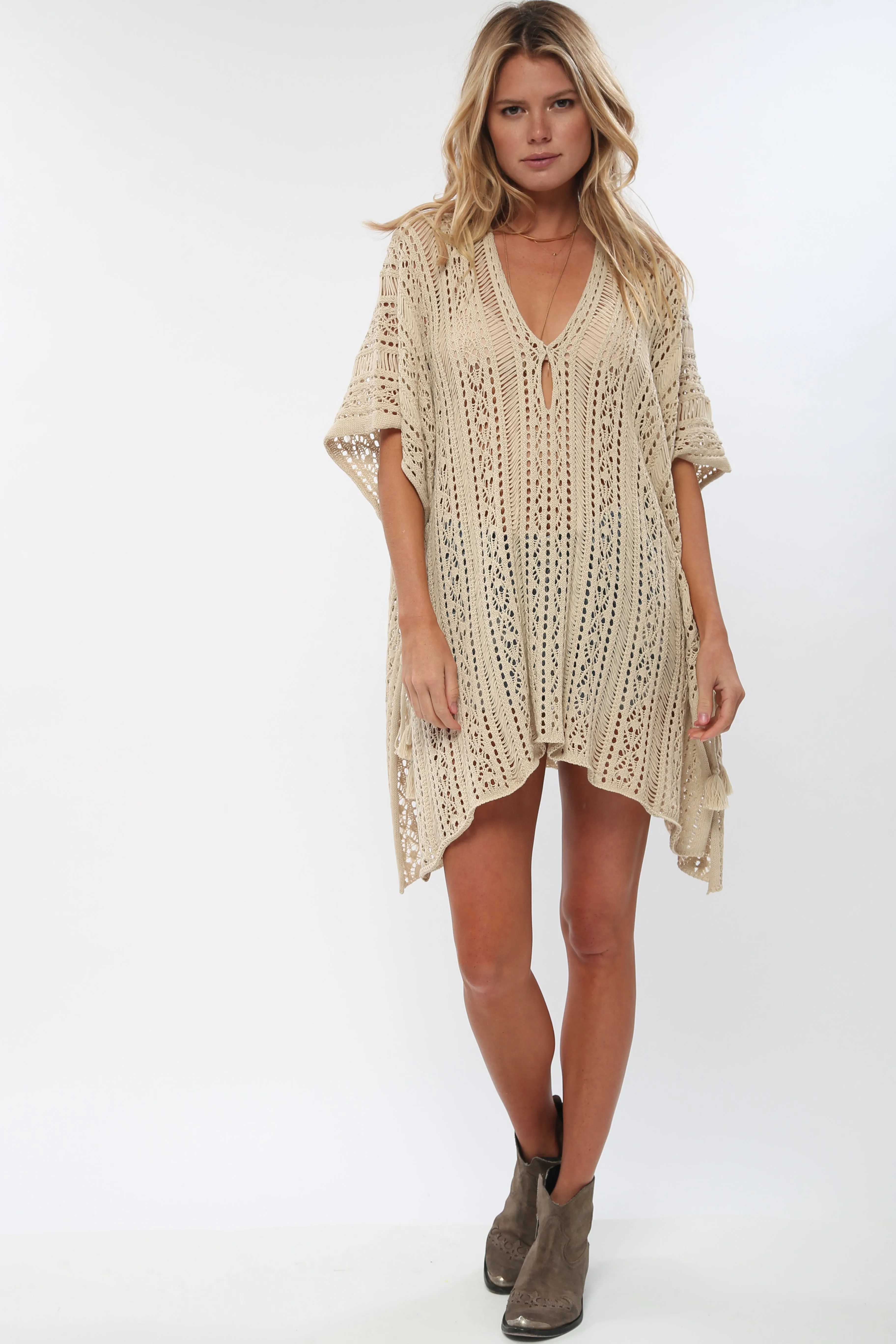 Up All Night Poncho in Biscotti