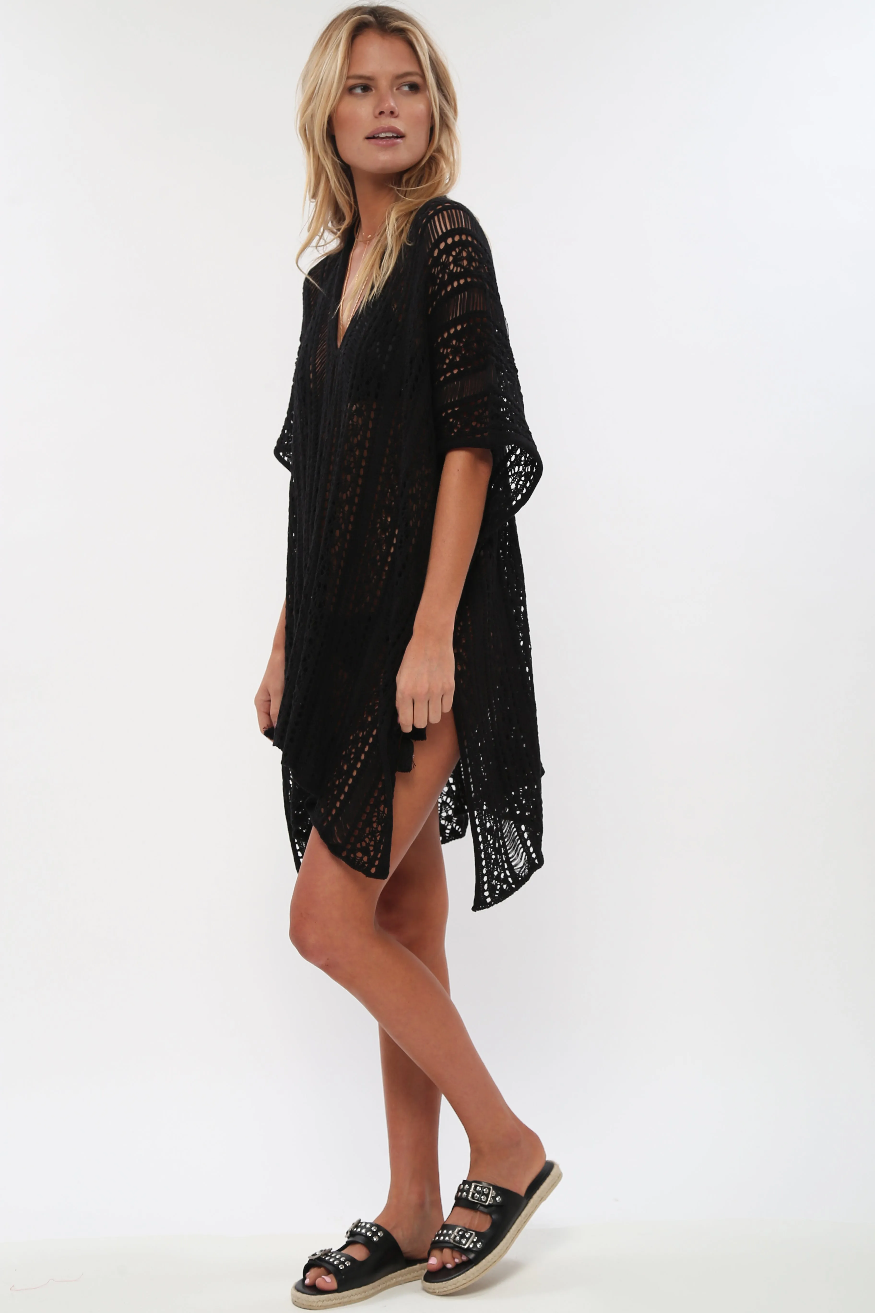 Up All Night Poncho in Black