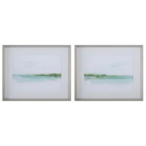 Uttermost Green Ribbon Coast Framed Prints Set/2