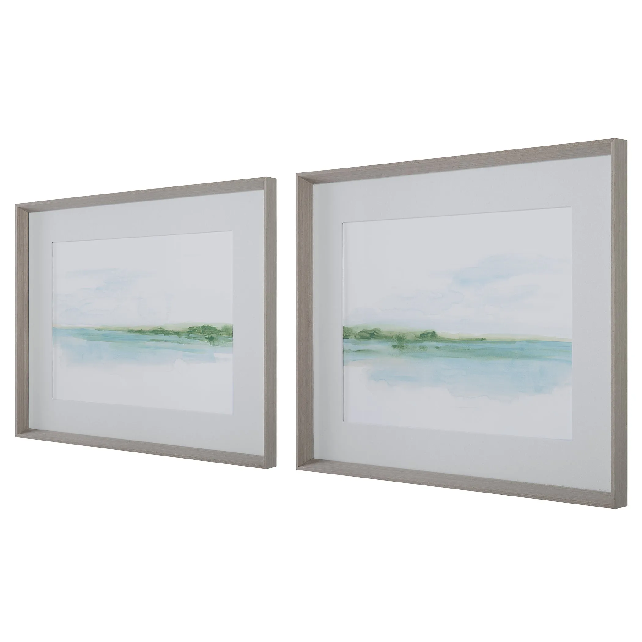 Uttermost Green Ribbon Coast Framed Prints Set/2