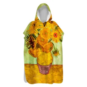 Van Gogh Sunflowers Hooded Beach Poncho