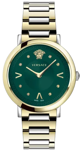 Versace Ladies Watch Pop Chic Green Two-Tone Bracelet VEVD01021