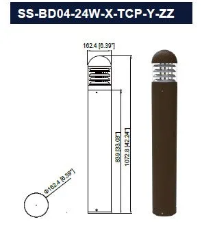 Walkway Bollard Lighting 41" (14w/19W/24W) and (3000K/4000K/5000K) TUNEABLE 0-10V Dimmable