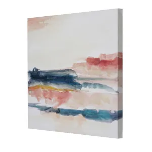 Watercolor Sunset & Ocean I Embellished Canvas Wall Art Print - 24x24