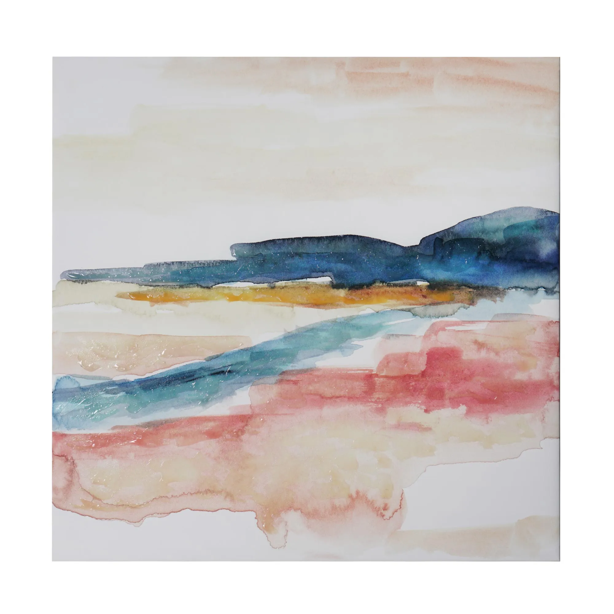 Watercolor Sunset & Ocean II Embellished Canvas Wall Art Print - 24x24