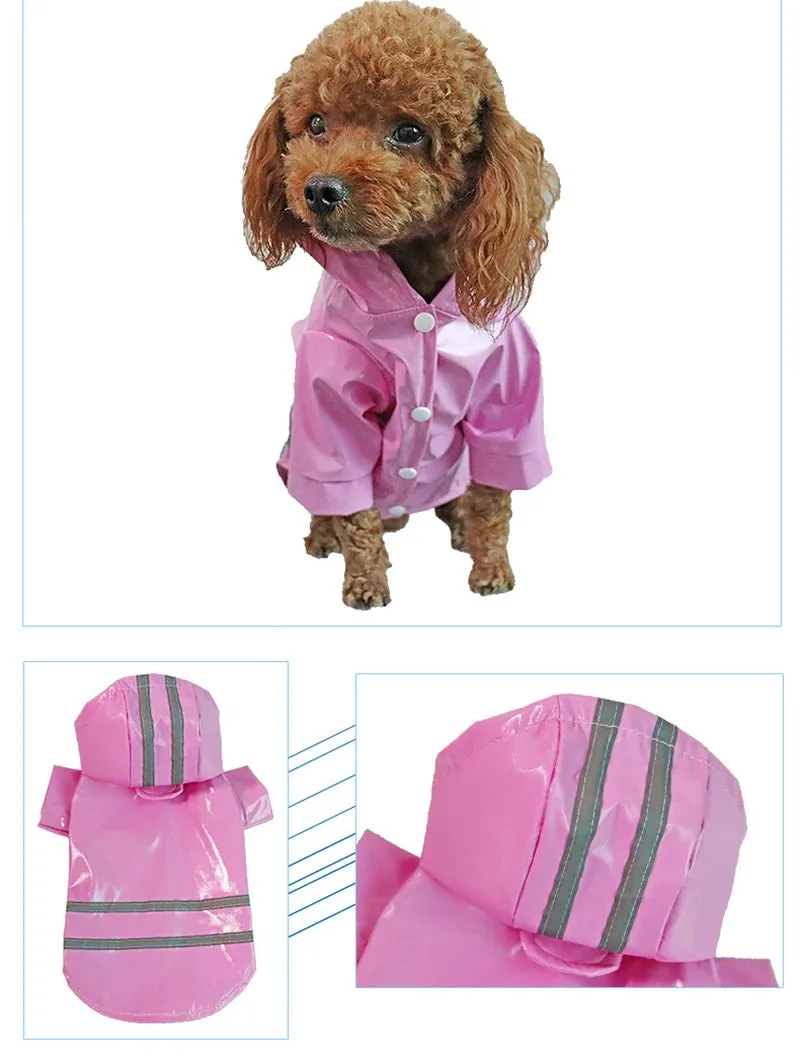 Waterproof Dog Jacket PU Dog Raincoat For Small Dogs Cats Reflective Puppy Raincape Chihuahua Yorkies Raincoat Pet Poncho