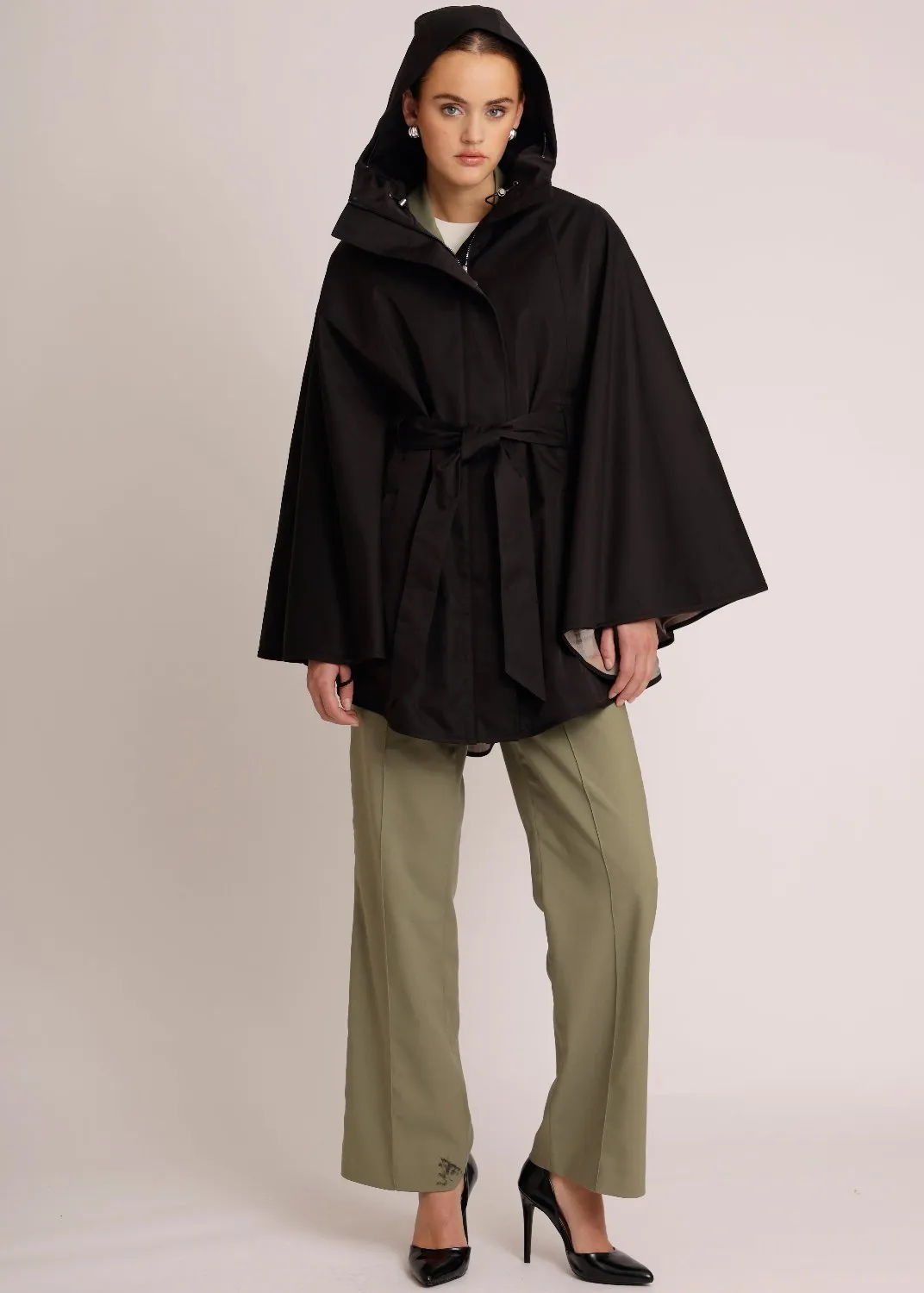 Waterproof Luxury Poncho Cape  - Black