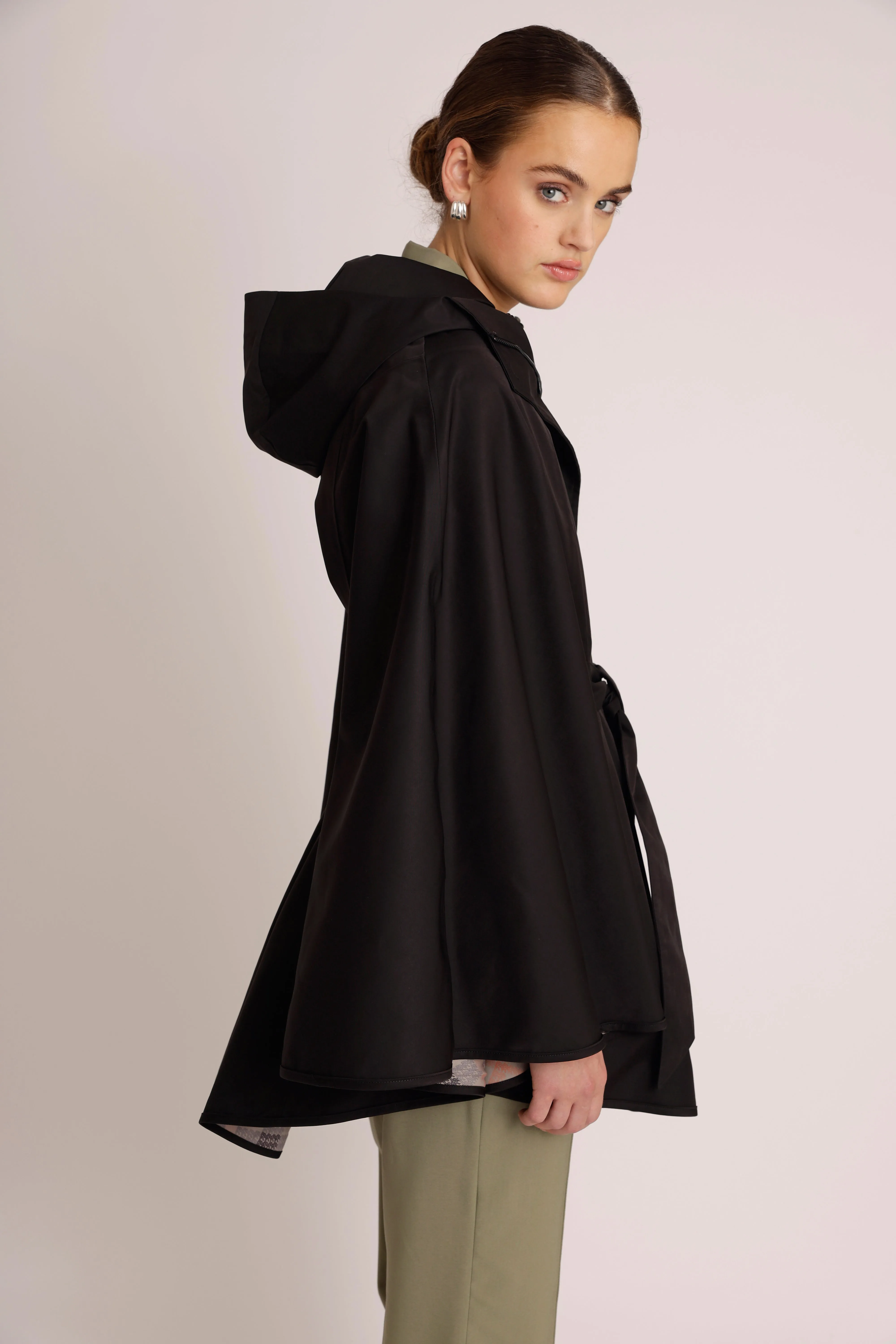 Waterproof Luxury Poncho Cape  - Black