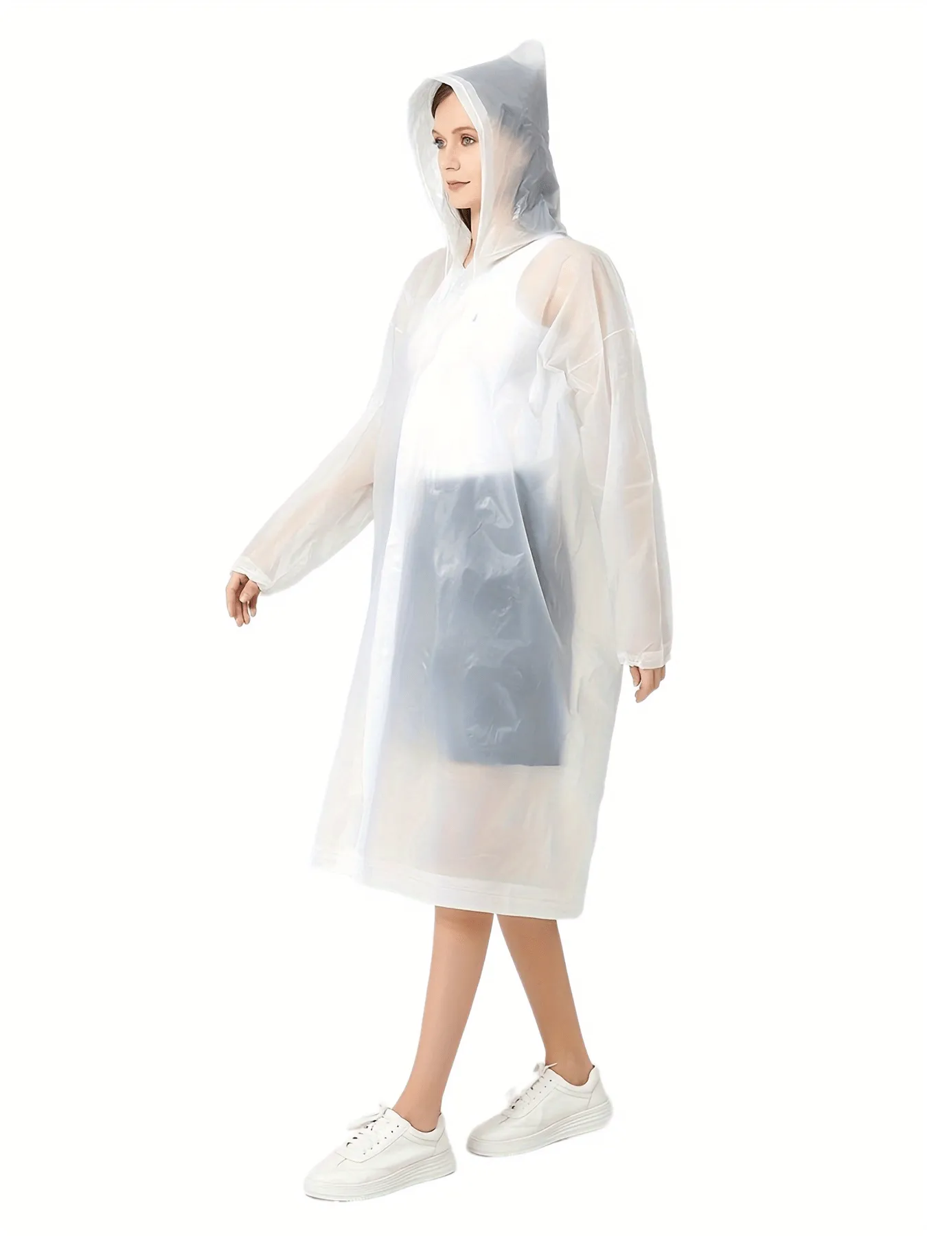 Waterproof Reusable Rain Poncho for Adults - Rainwear with Drawstring Hood, Portable and Compact Packaging, Ideal for Hiking, Riding, Camping, and Outdoor Activities - Women's Activewear with Adjustable Hood and Hem