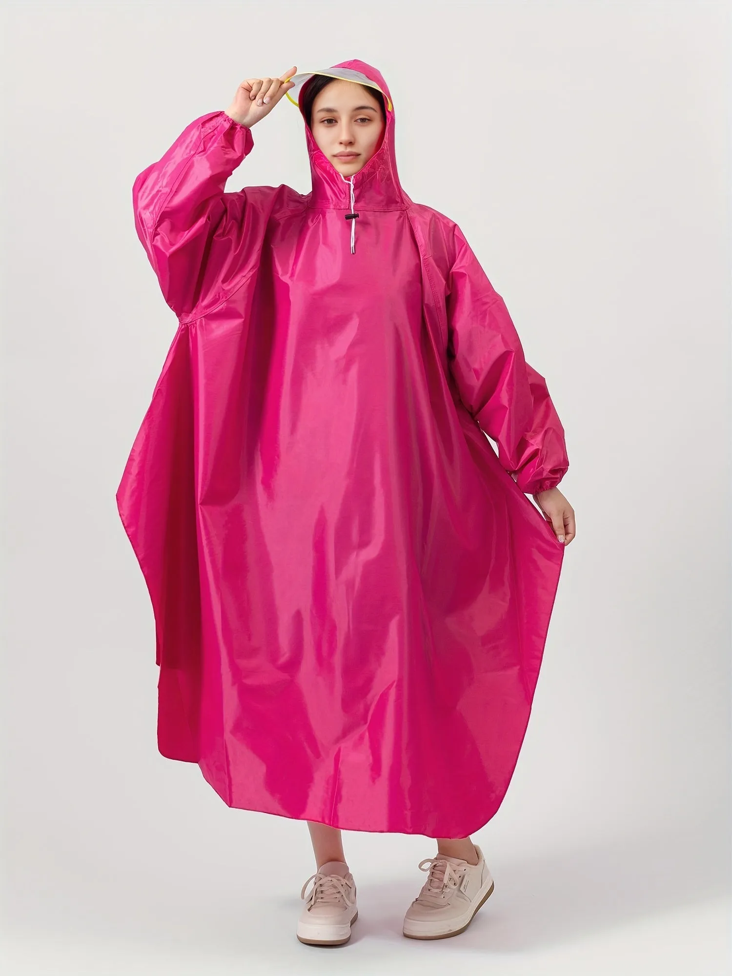 Waterproof Reusable Unisex Rain Poncho with Adjustable Hood for Cycling, Motorcycle Riding, and Outdoor Activities - Durable, Lightweight, and Compact Design - Easy to Carry and Store